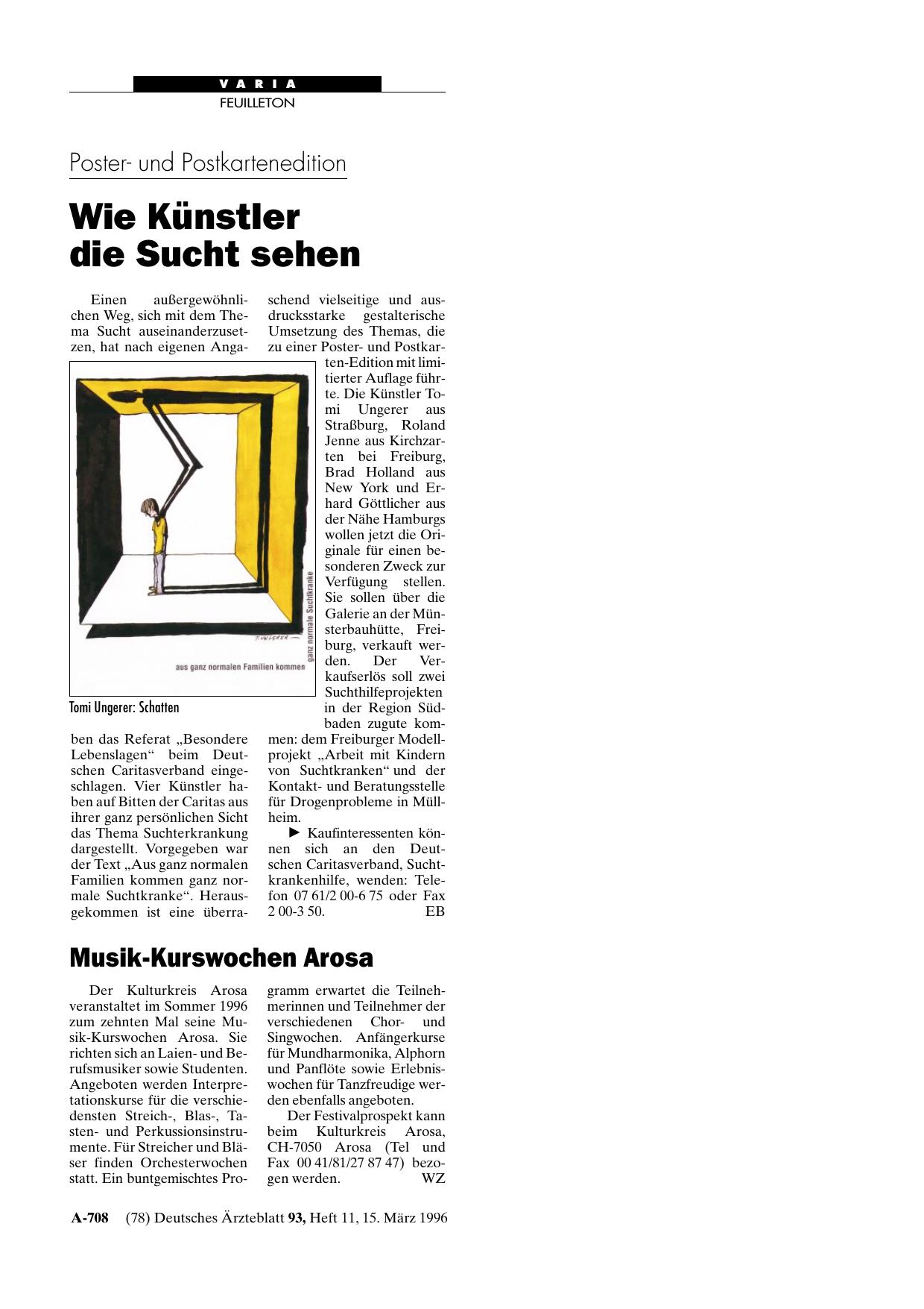 Vorschauseite 1: Musik-Kurswochen Arosa