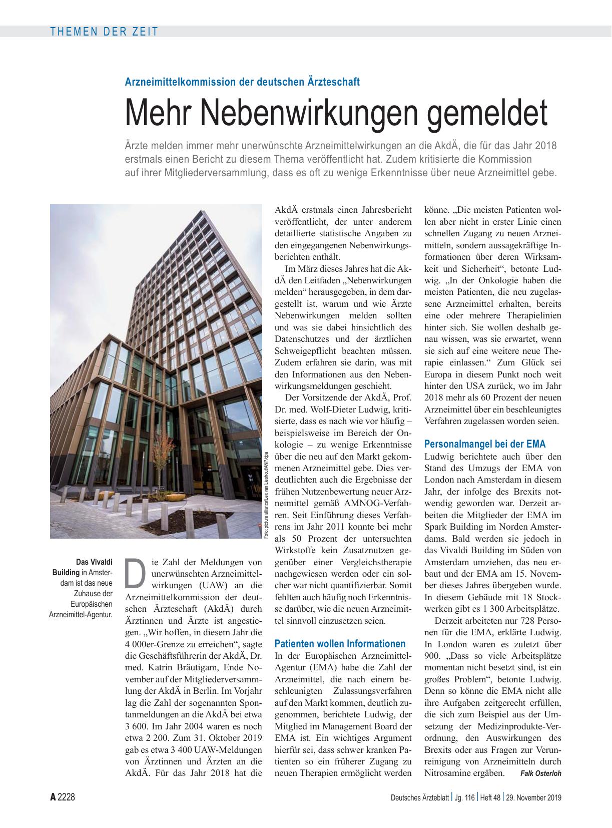 Vorschauseite 1: Arzneimittelkommission der deutschen Ärzteschaft: Mehr Nebenwirkungen gemeldet