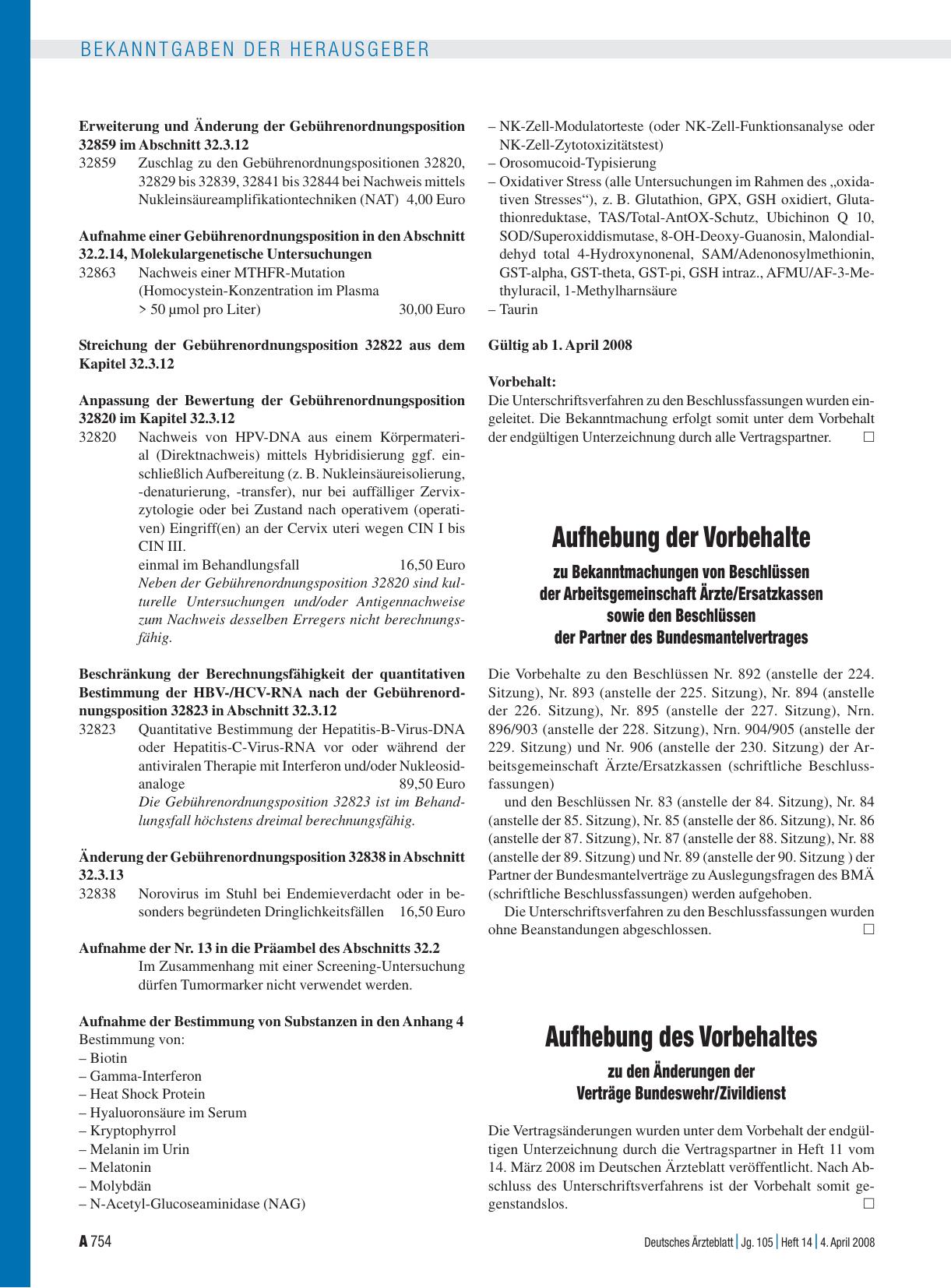 Vorschauseite 1: Aufhebung des Vorbehaltes: zu den Änderungen der Verträge Bundeswehr/Zivildienst