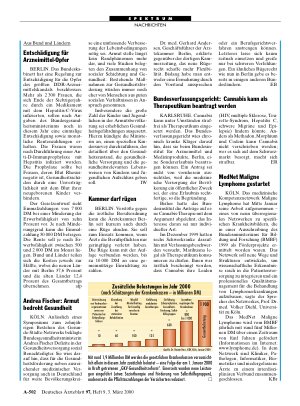 Vorschauseite 1: Zusätzliche Belastungen im Jahr 2000 (nach Schätzungen der Krankenkassen - in Millionen DM)