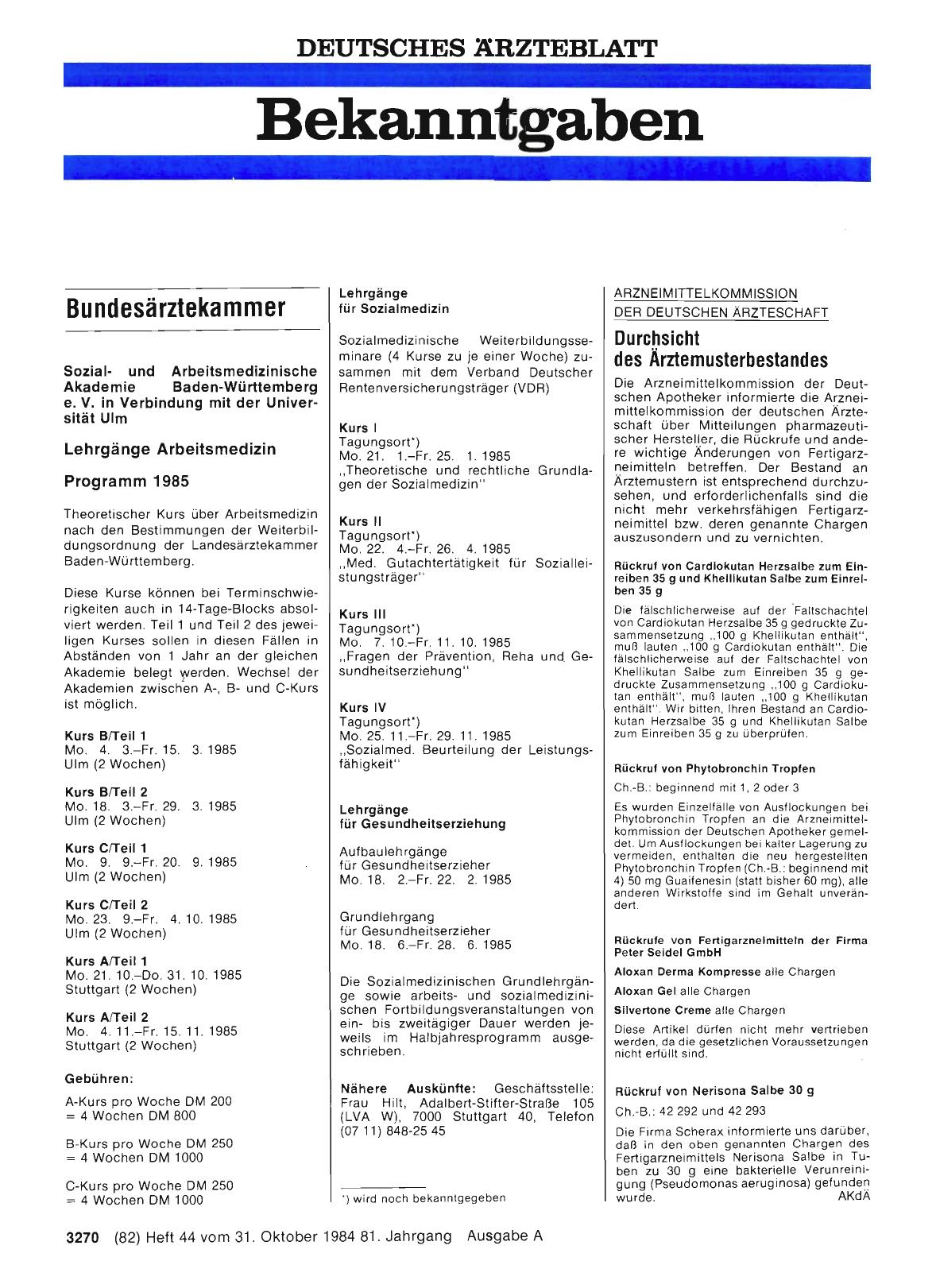 Vorschauseite 1: ARZNEIMITTELKOMMISSION DER DEUTSCHEN ÄRZTESCHAFT: Durchsicht des Arztemusterbestandes