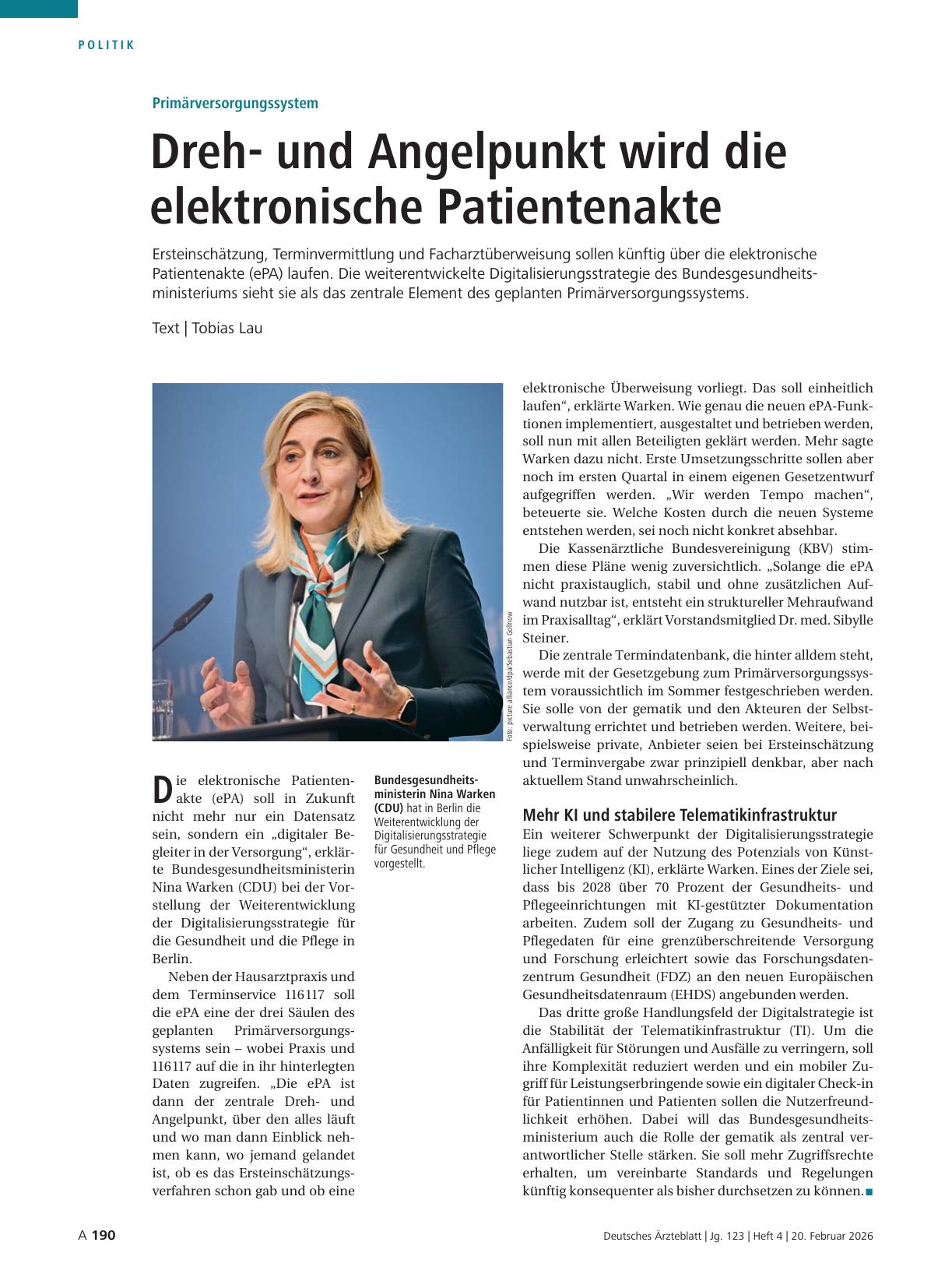 Vorschauseite 1: Primärversorgungssystem: Drehund Angelpunkt wird die elektronische Patientenakte