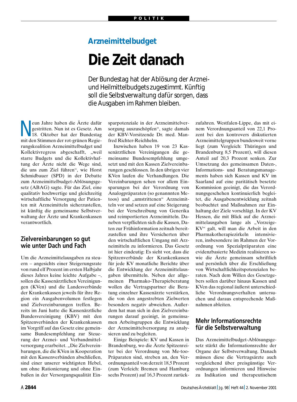 Vorschauseite 1: Arzneimittelbudget: Die Zeit danach