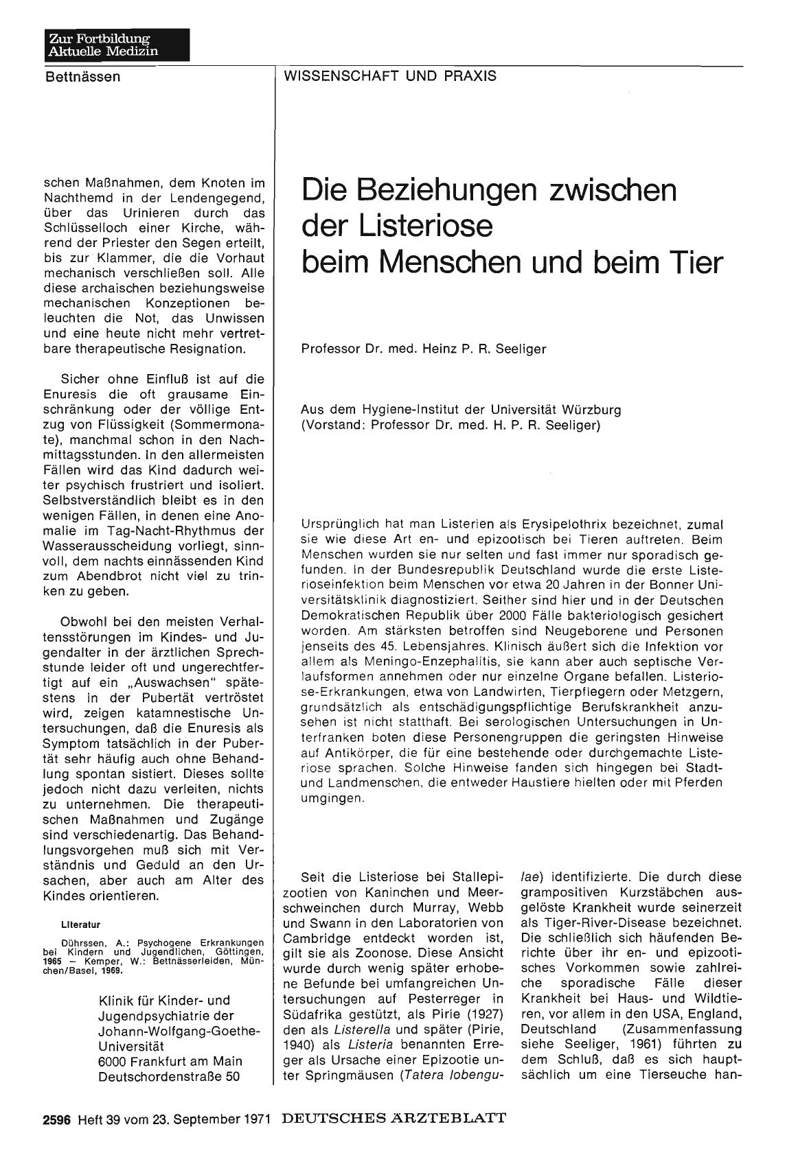 Vorschauseite 1: Die Beziehungen zwischen der Listeriose beim Menschen und beim Tier
