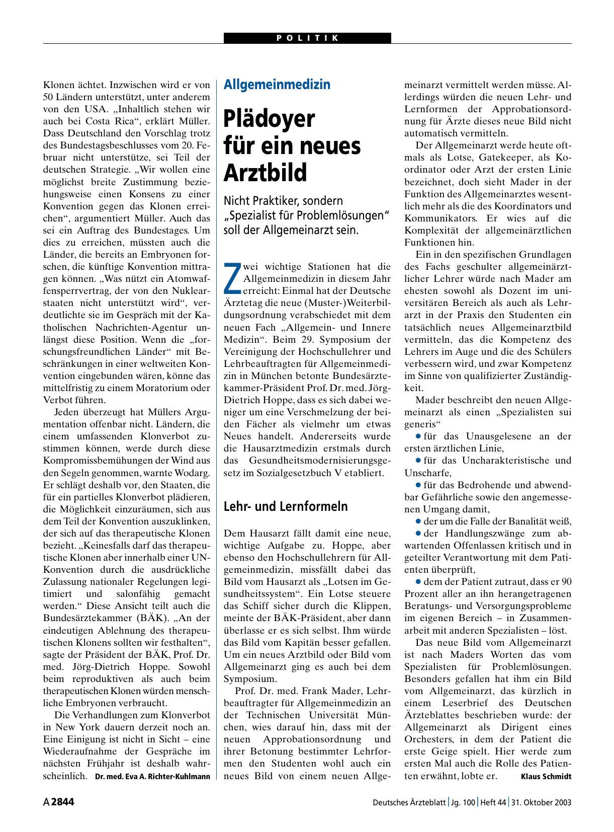 Vorschauseite 1: Allgemeinmedizin: Plädoyer für ein neues Arztbild