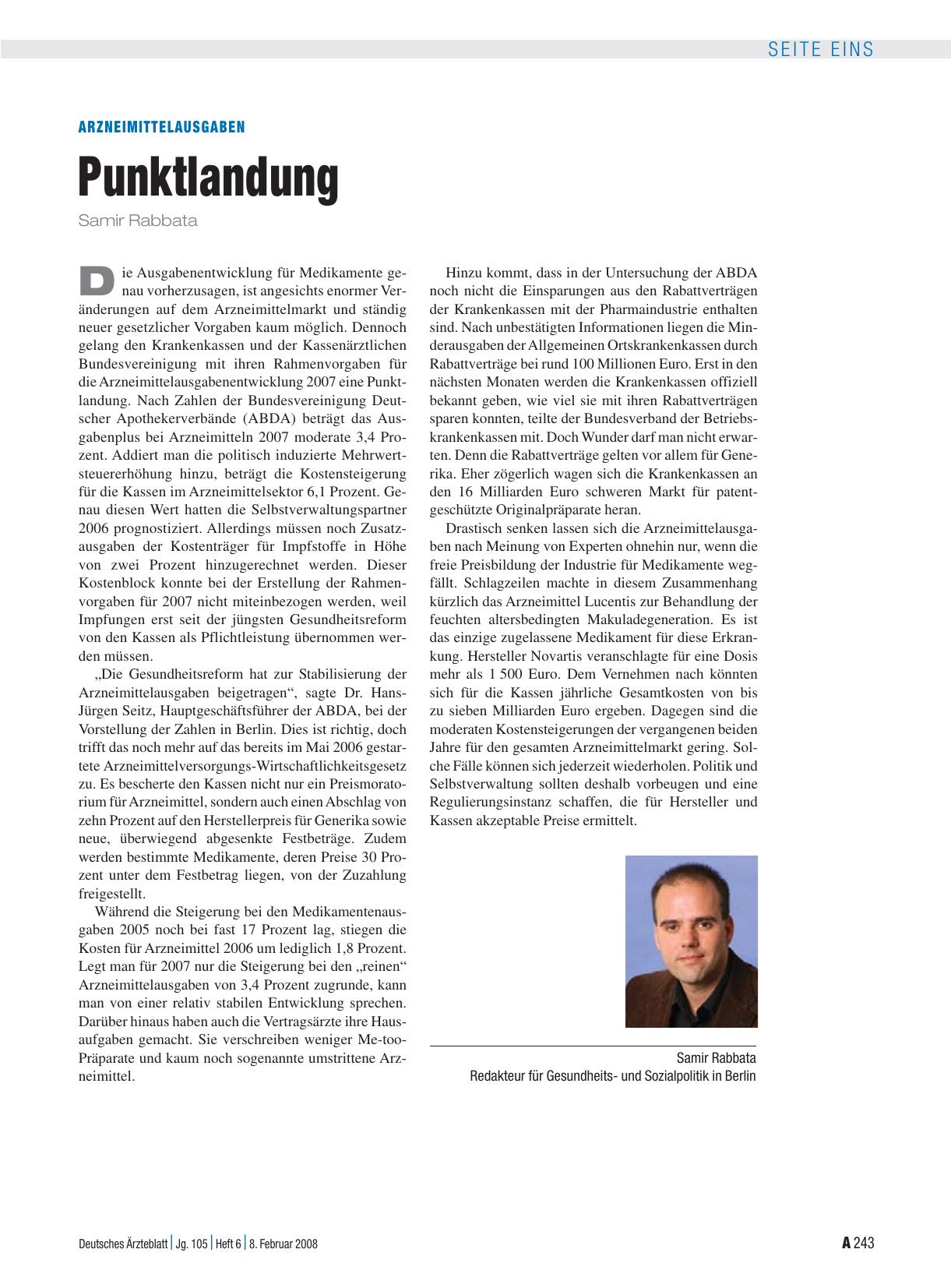 Vorschauseite 1: Arzneimittelausgaben: Punktlandung