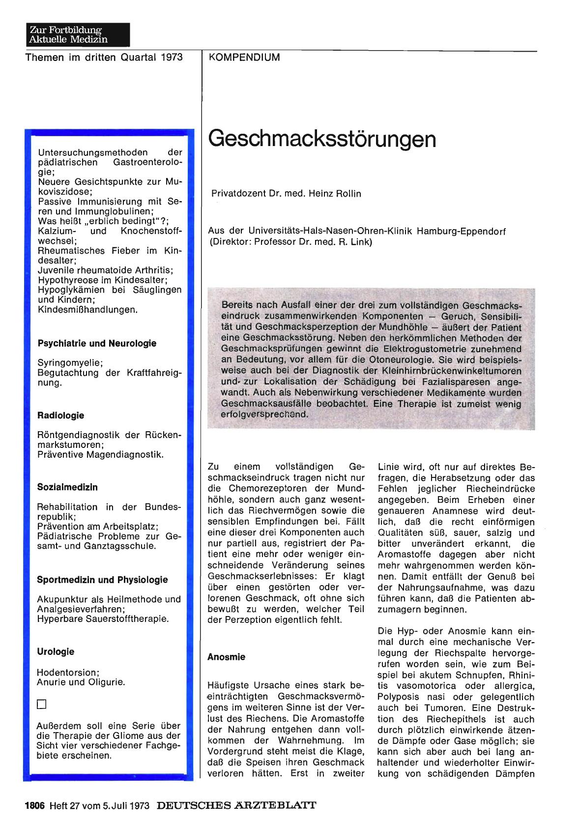 Vorschauseite 1: Geschmacksstörungen