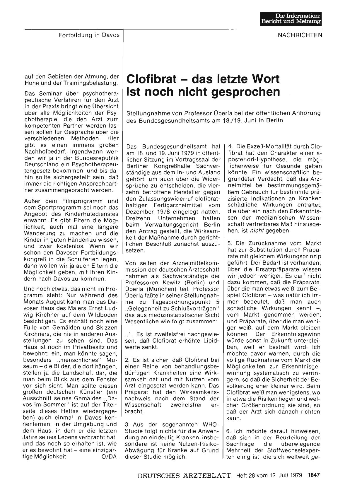 Vorschauseite 1: Clofibrat das letzte Wort ist noch nicht gesprochen