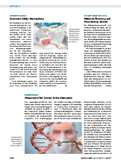 Vorschauseite 1: Genomchirurgie: Wissenschaftler fordern breite Diskussion