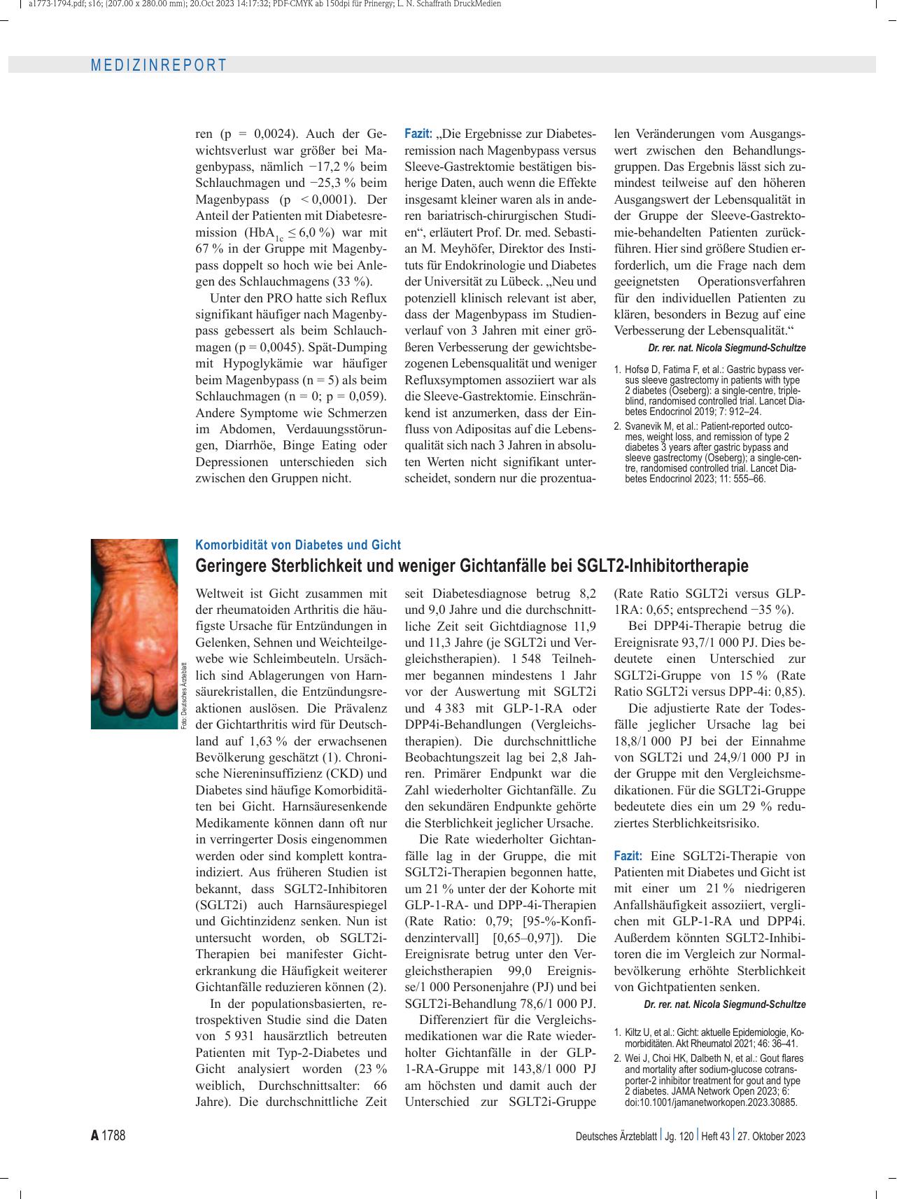 Vorschauseite 1: Komorbidität von Diabetes und Gicht: Geringere Sterblichkeit und weniger Gichtanfälle bei SGLT2-Inhibitortherapie