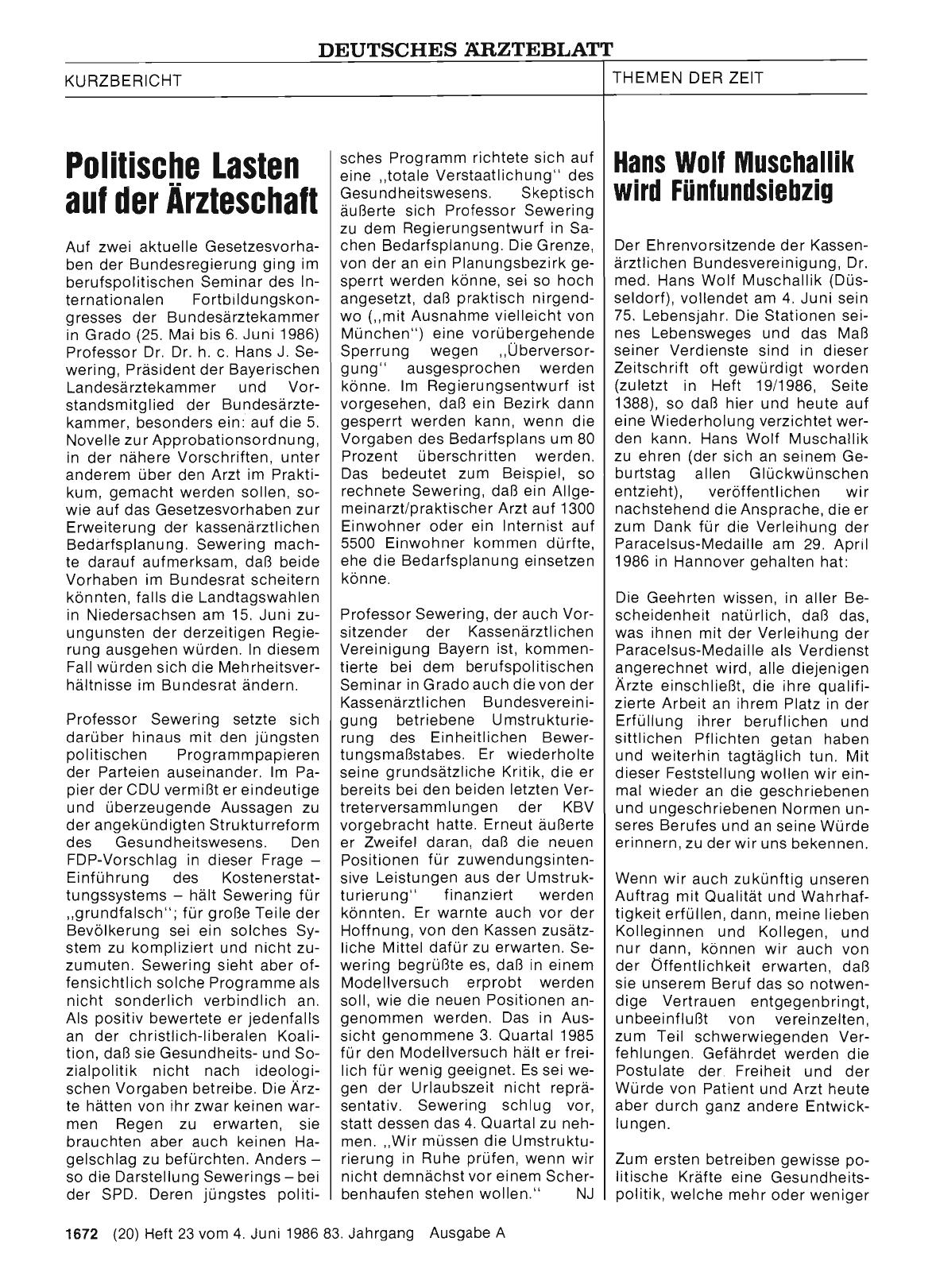 Vorschauseite 1: Hans Wolf Muschallik wird Fünfundsiebzig