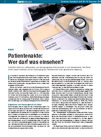 Vorschauseite 1: Recht: Patientenakte: Wer darf was einsehen?