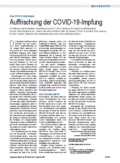 Vorschauseite 1: Neue STIKO-Empfehlungen: Auffrischung der COVID-19-Impfung