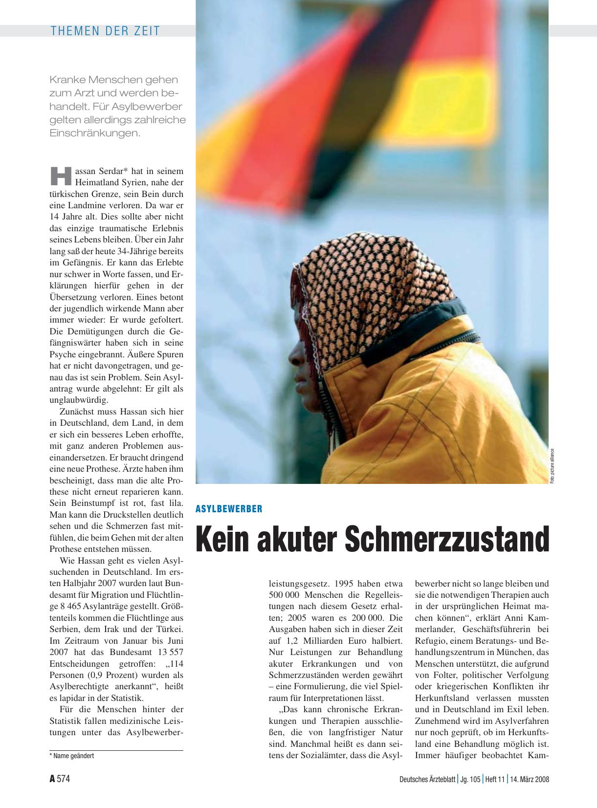 Vorschauseite 1: Asylbewerber: Kein akuter Schmerzzustand