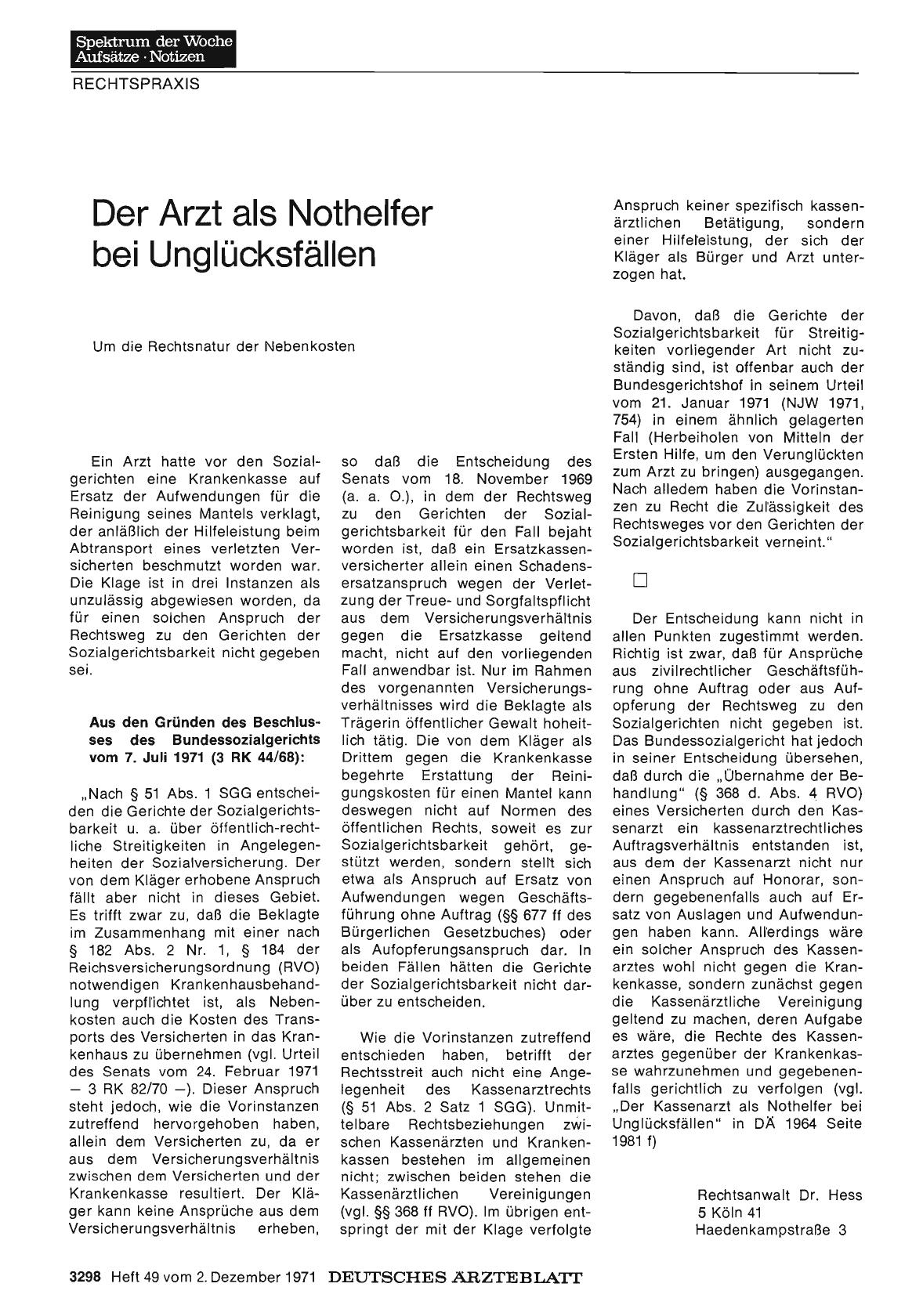 Vorschauseite 1: Der Arzt als Nothelfer bei Unglücksfällen
