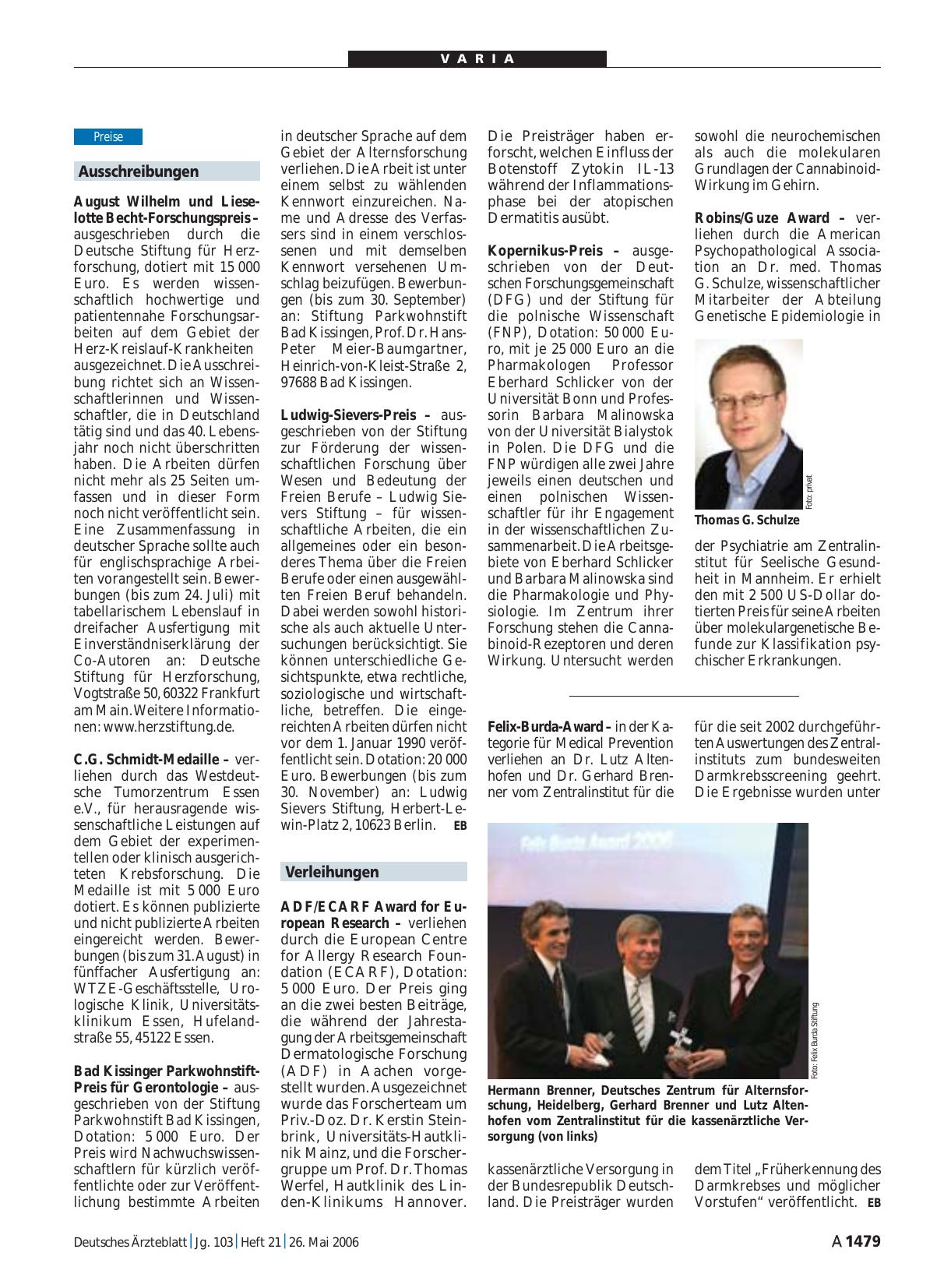 Vorschauseite 1: Verleihungen