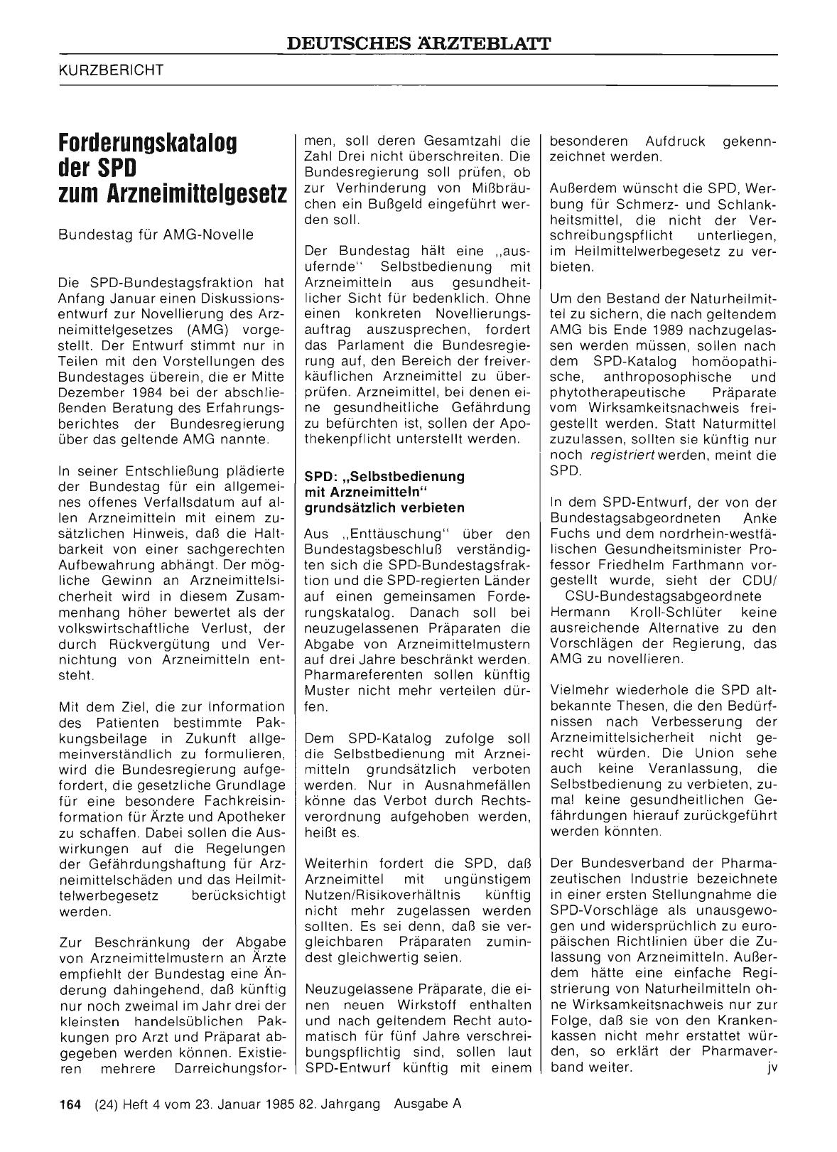 Vorschauseite 1: Forderungskatalog der SPD zum Arzneimittelgesetz