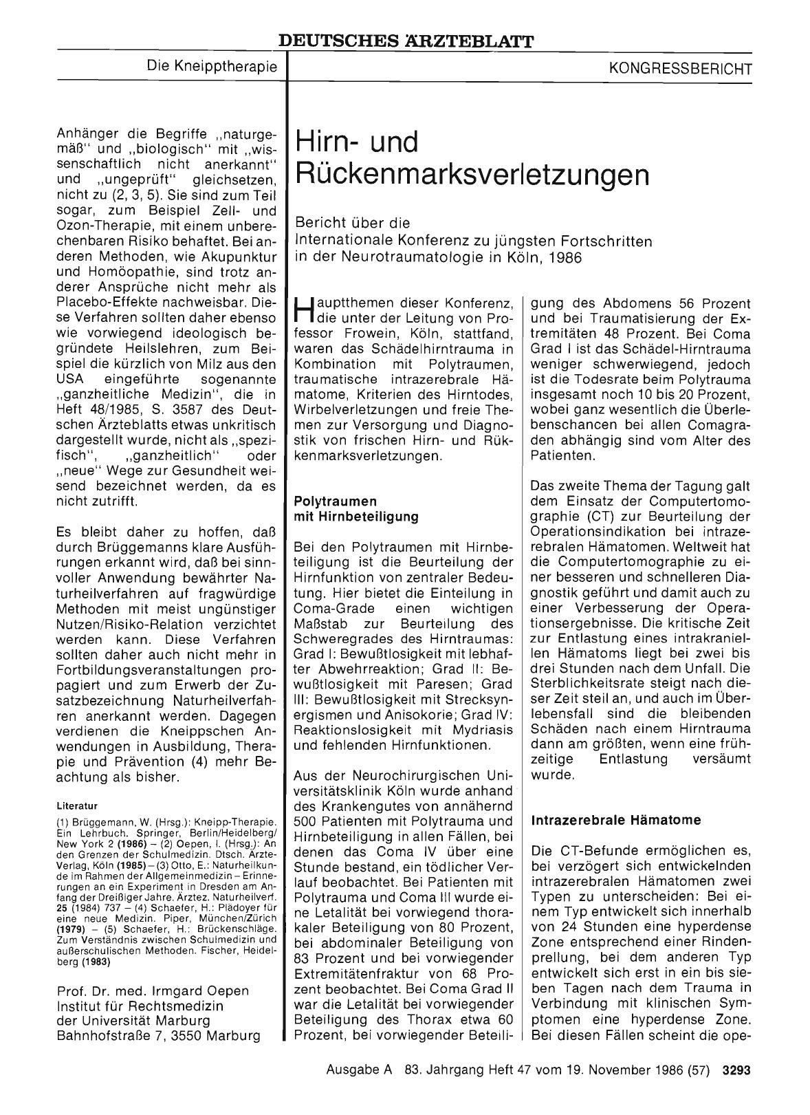 Vorschauseite 1: Hirnund Rückenmarksverletzungen