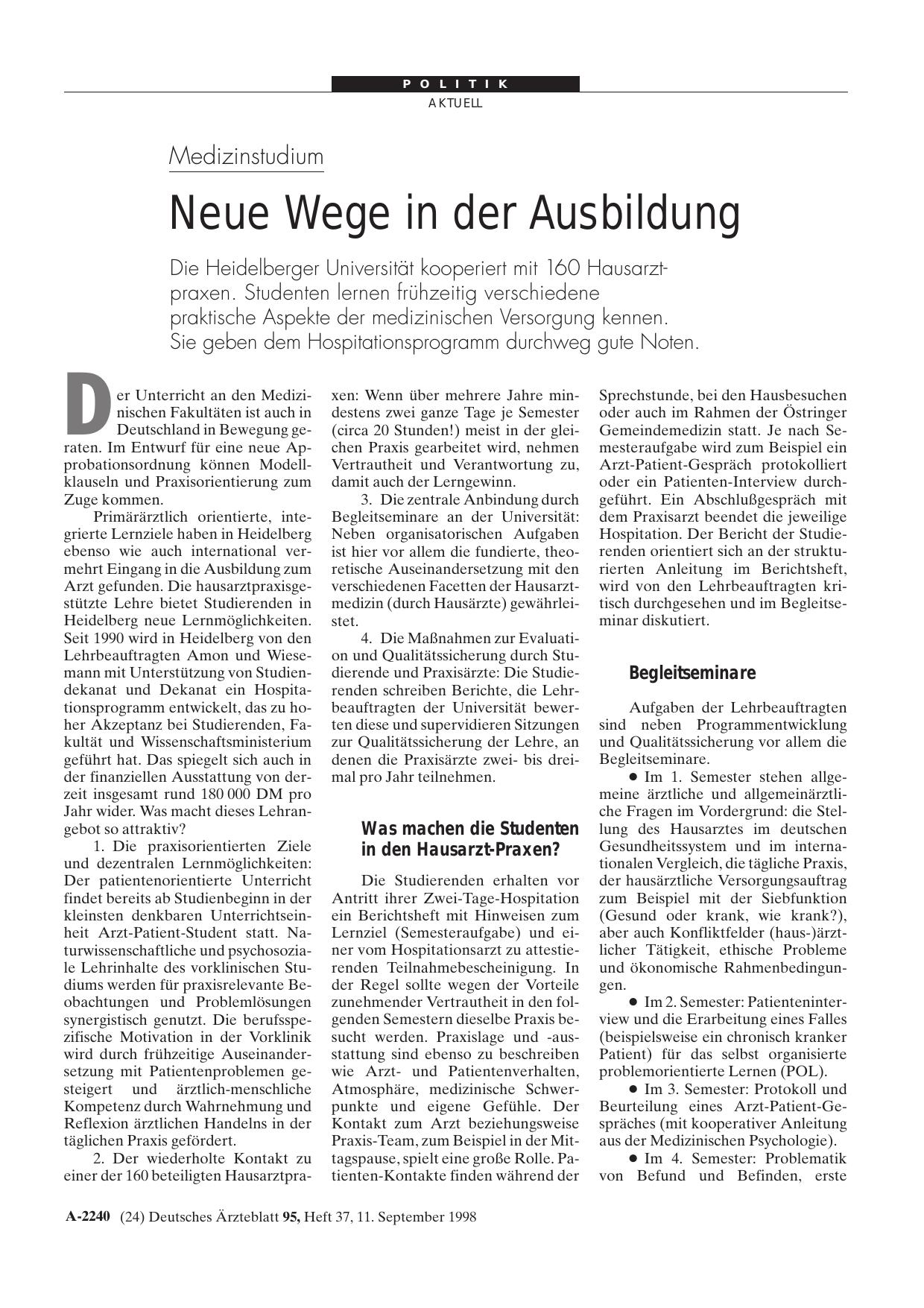 Vorschauseite 1: Medizinstudium: Neue Wege in der Ausbildung