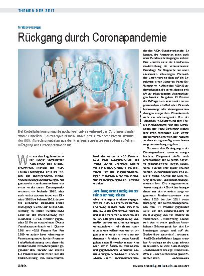 Vorschauseite 1: Krebsvorsorge: Rückgang durch Coronapandemie
