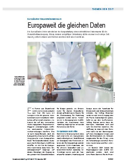 Vorschauseite 1: Europäischer Gesundheitsdatenraum: Europaweit die gleichen Daten