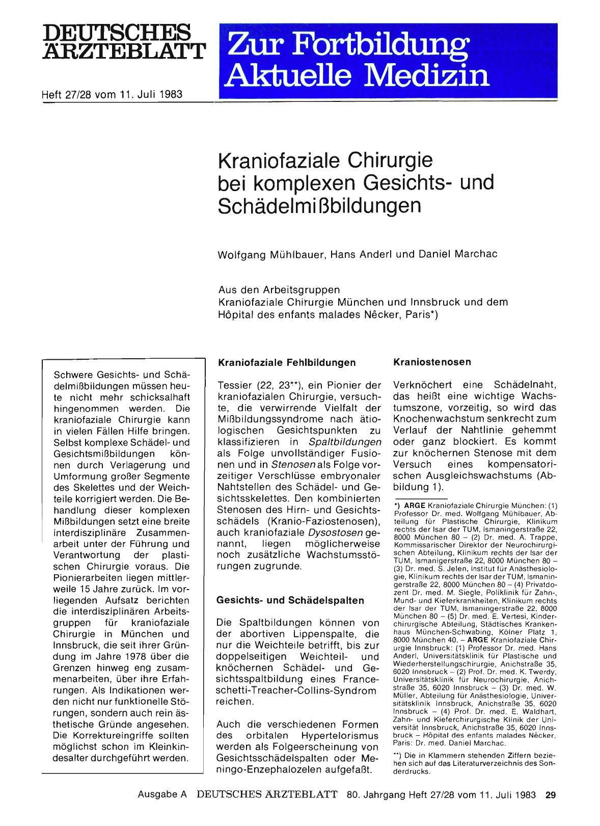 Vorschauseite 1: Kraniofaziale Chirurgie bei komplexen Gesichtsund Schädelmi ßbildungen
