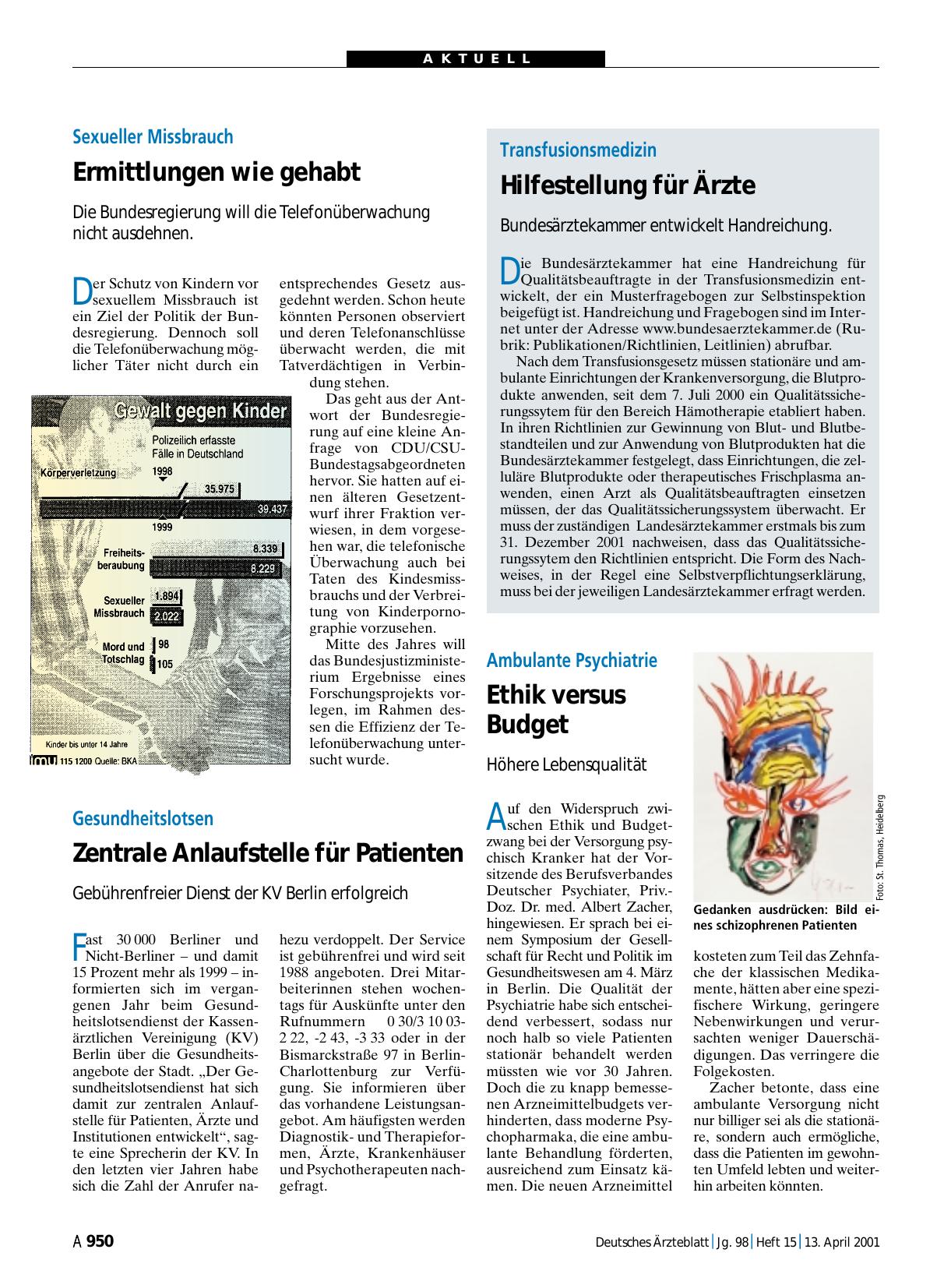 Vorschauseite 1: Ambulante Psychiatrie: Ethik versus Budget