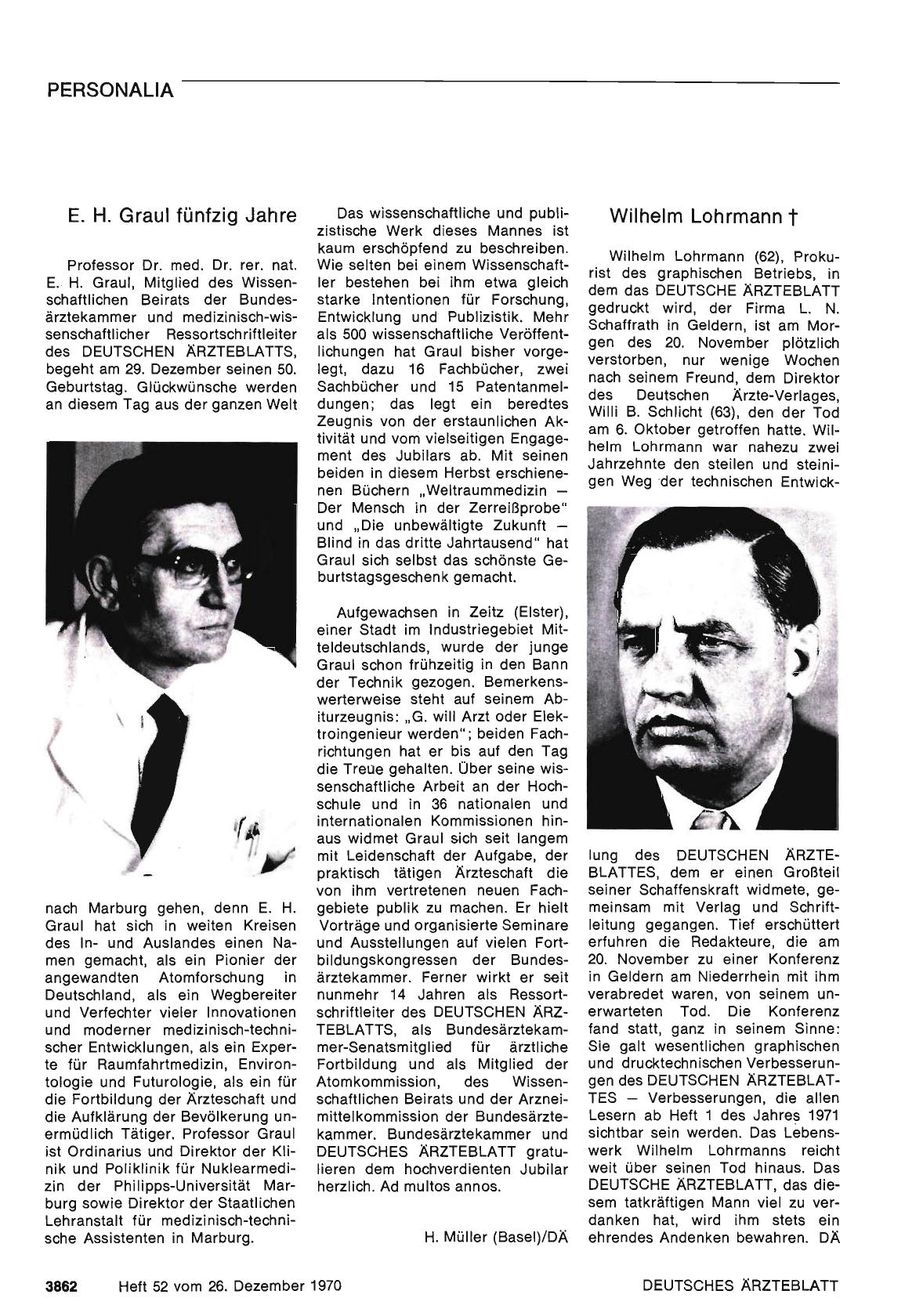 Vorschauseite 1: E. H. Graul fünfzig Jahre