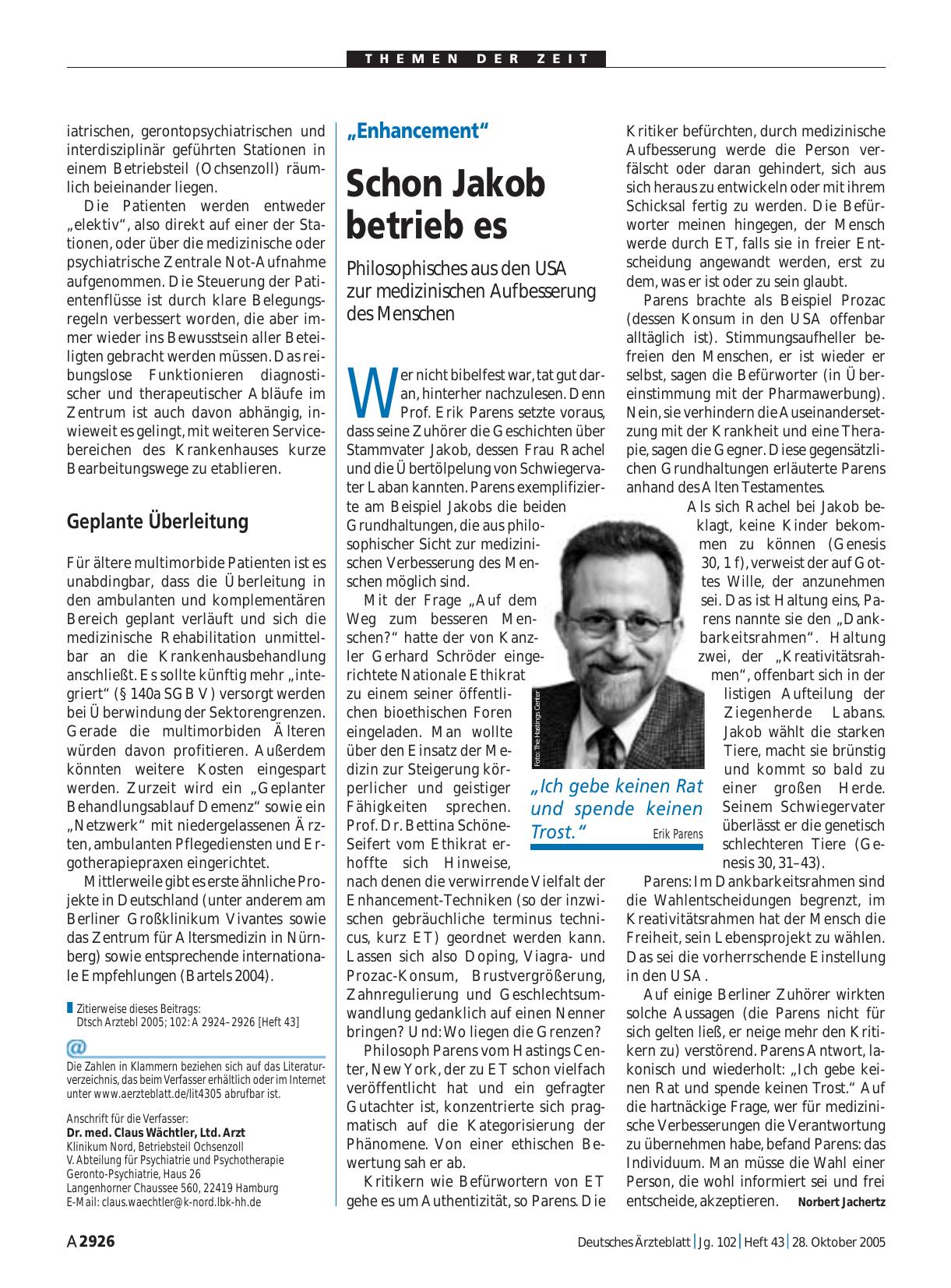 Vorschauseite 1: „Enhancement“: Schon Jakob betrieb es