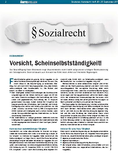 Vorschauseite 1: Sozialrecht: Vorsicht, Scheinselbstständigkeit!
