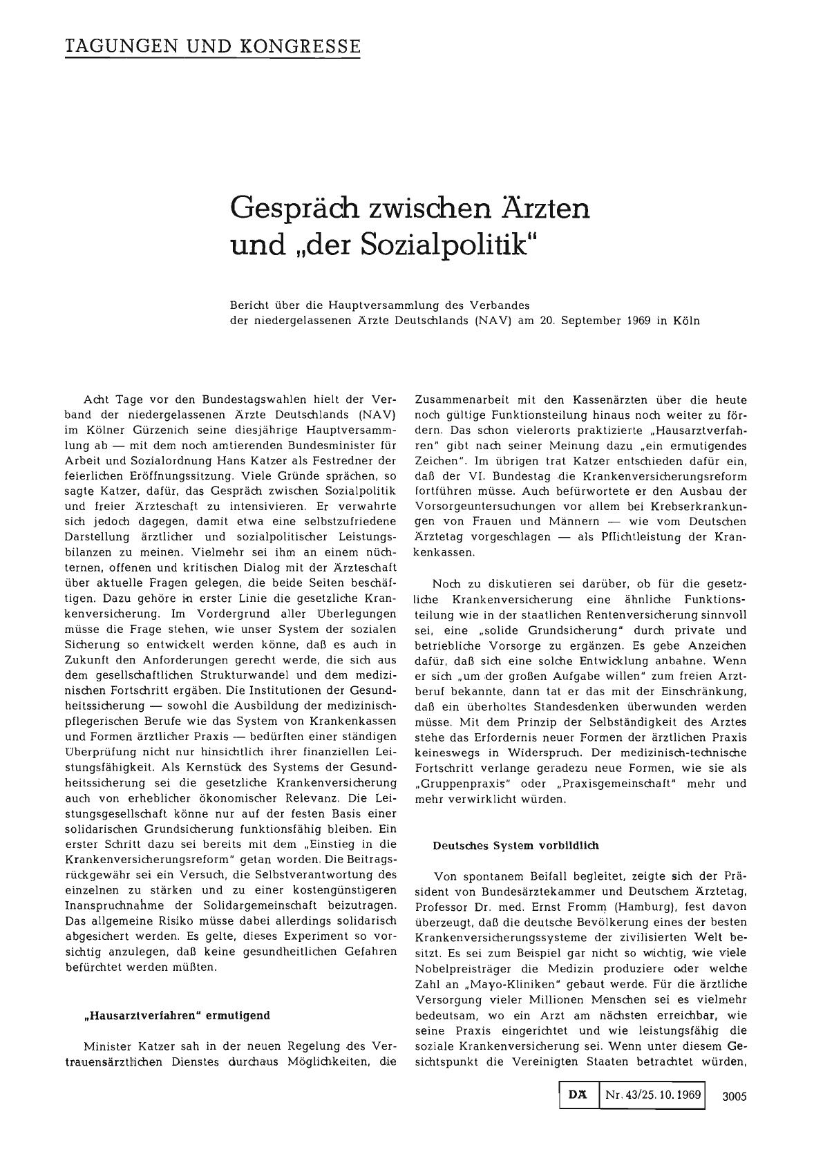Vorschauseite 1: Gespräch zwischen Ärzten und „der Sozialpolitik"