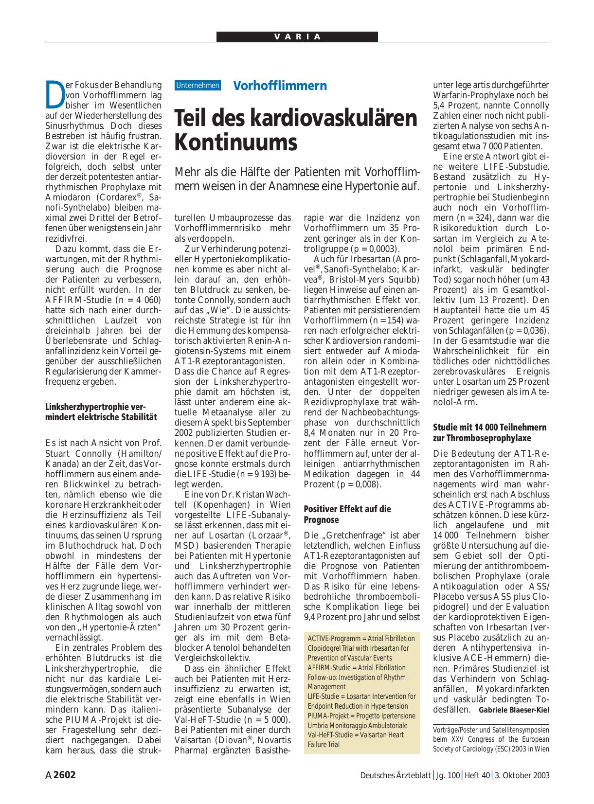 Vorschauseite 1: Vorhofflimmern: Teil des kardiovaskulären Kontinuums