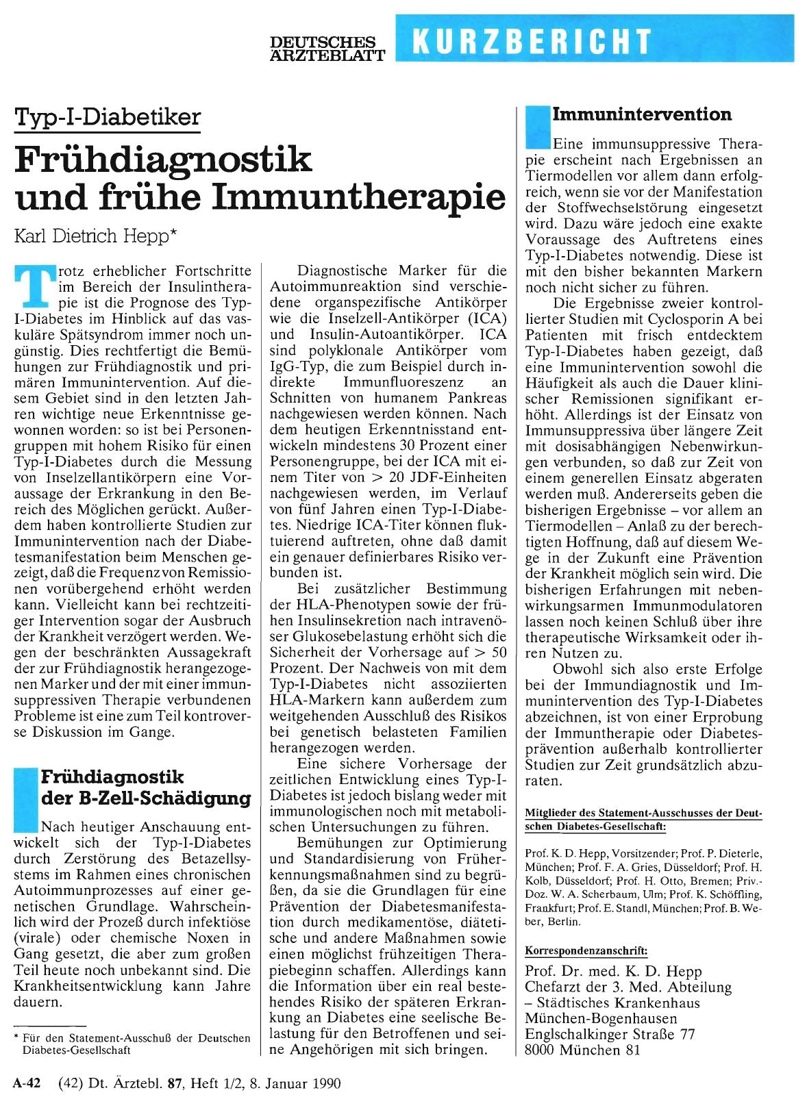 Vorschauseite 1: Typ-I-Diabetiker: Frühdiagnostik und frühe Immuntherapie