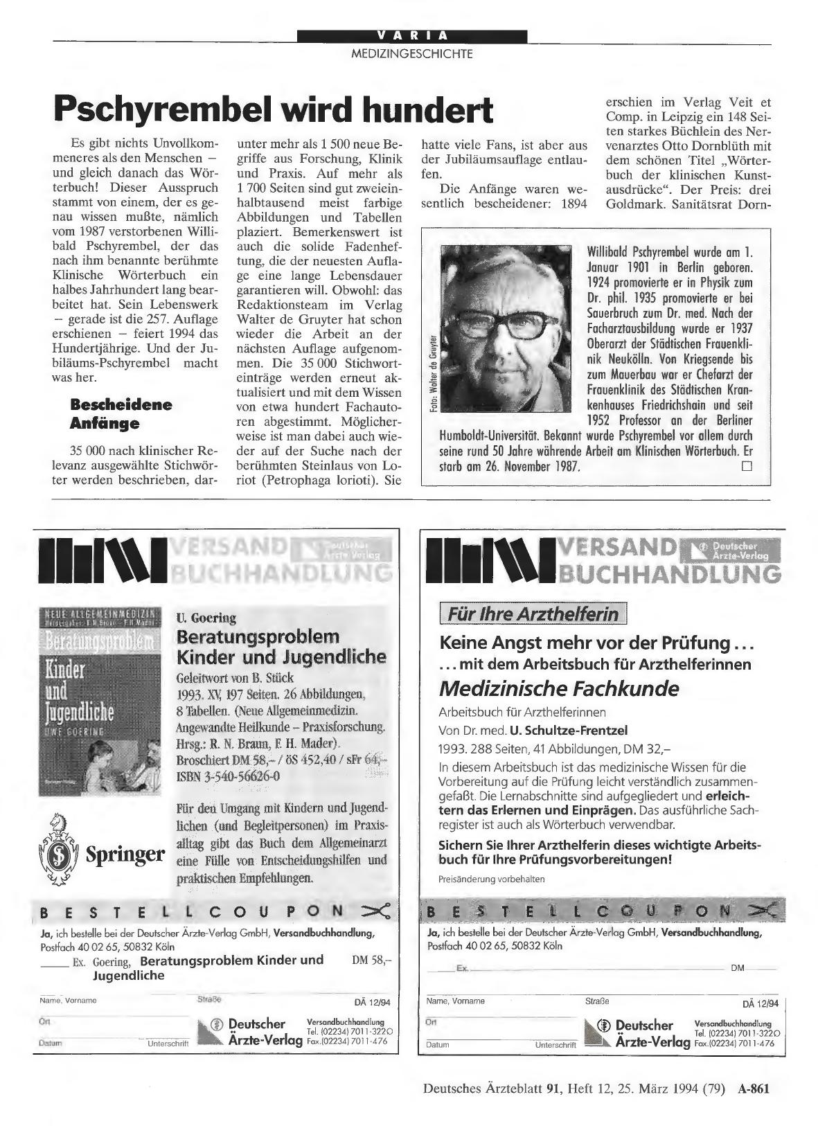 Vorschauseite 1: Pschyrembel wird hundert