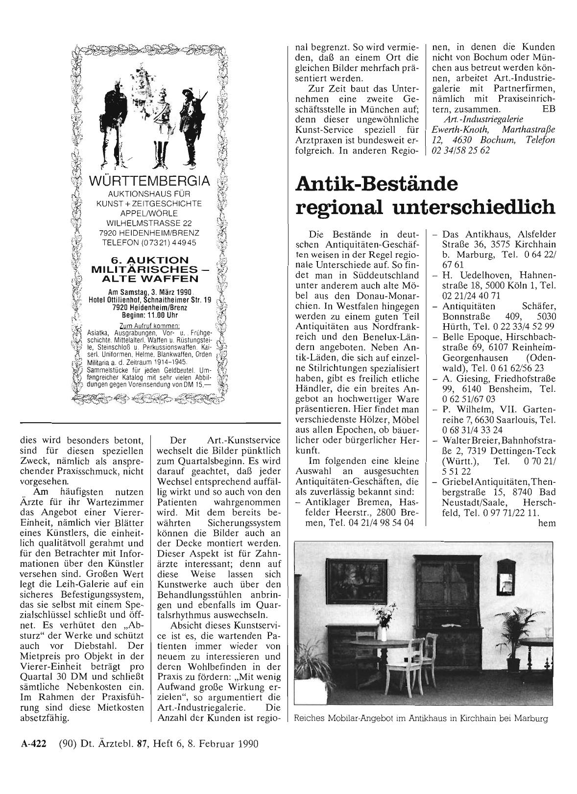 Vorschauseite 1: Antik-Bestände regional unterschiedlich