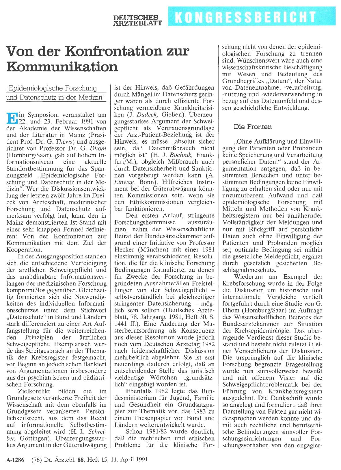 Vorschauseite 1: Von der Konfrontation zur Kommunikation