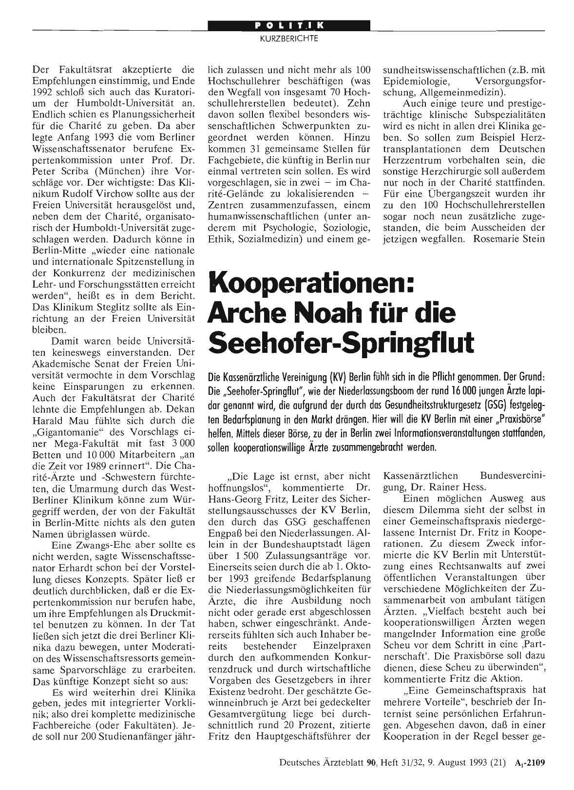 Vorschauseite 1: Kooperationen: Arche Noah für die Seehofer-Springflut