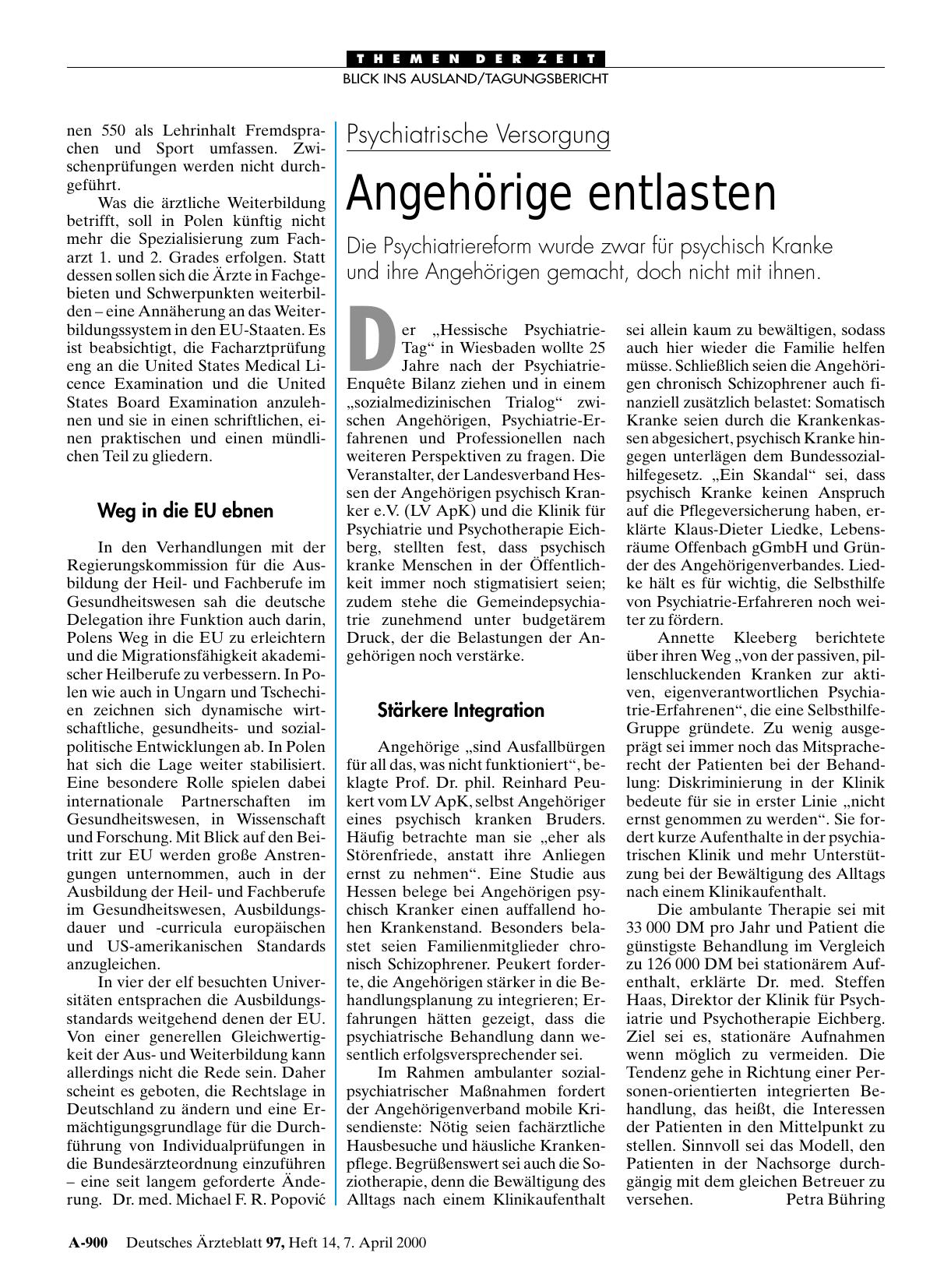 Vorschauseite 1: Psychiatrische Versorgung: Angehörige entlasten