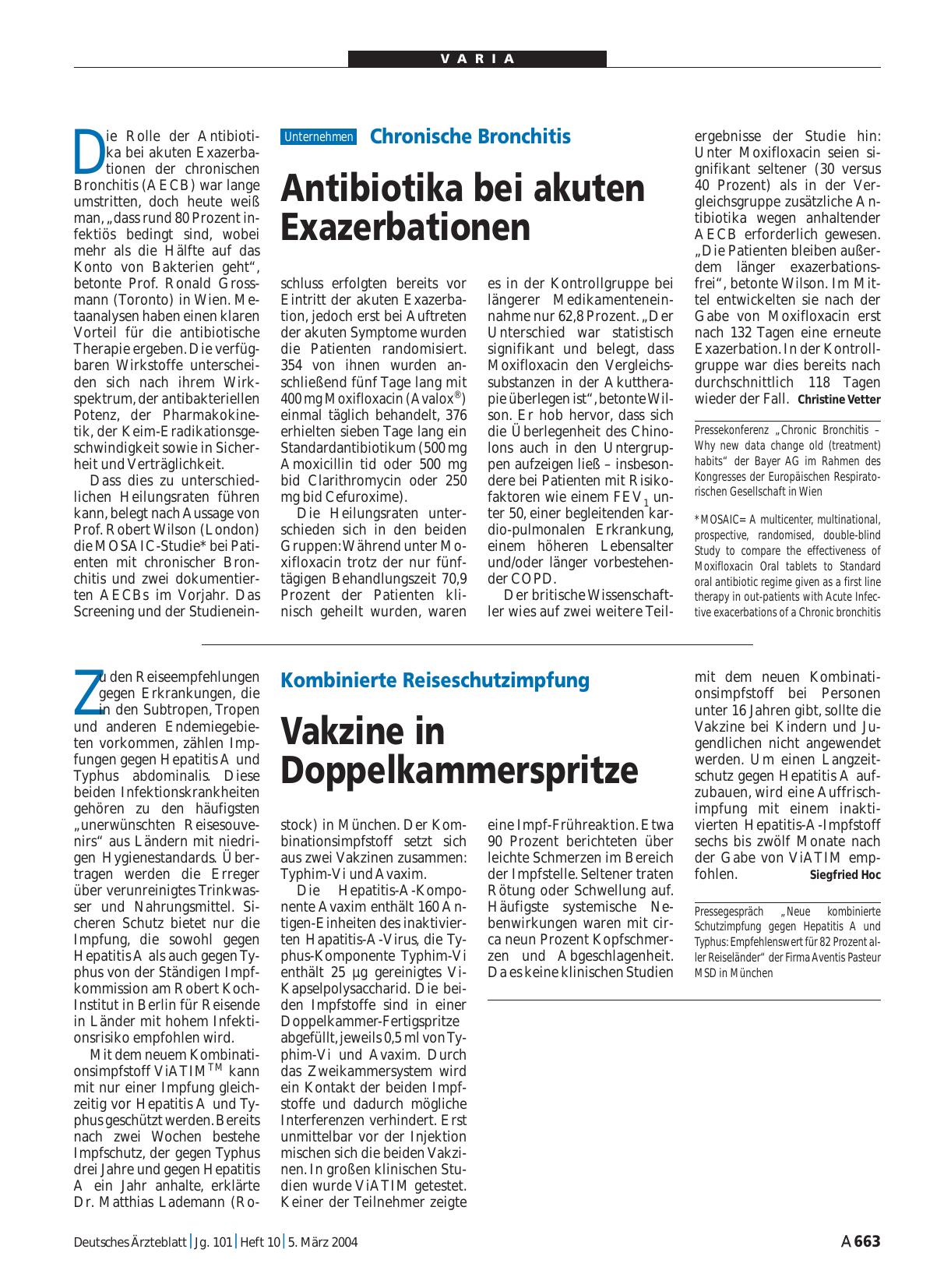 Vorschauseite 1: Chronische Bronchitis: Antibiotika bei akuten Exazerbationen