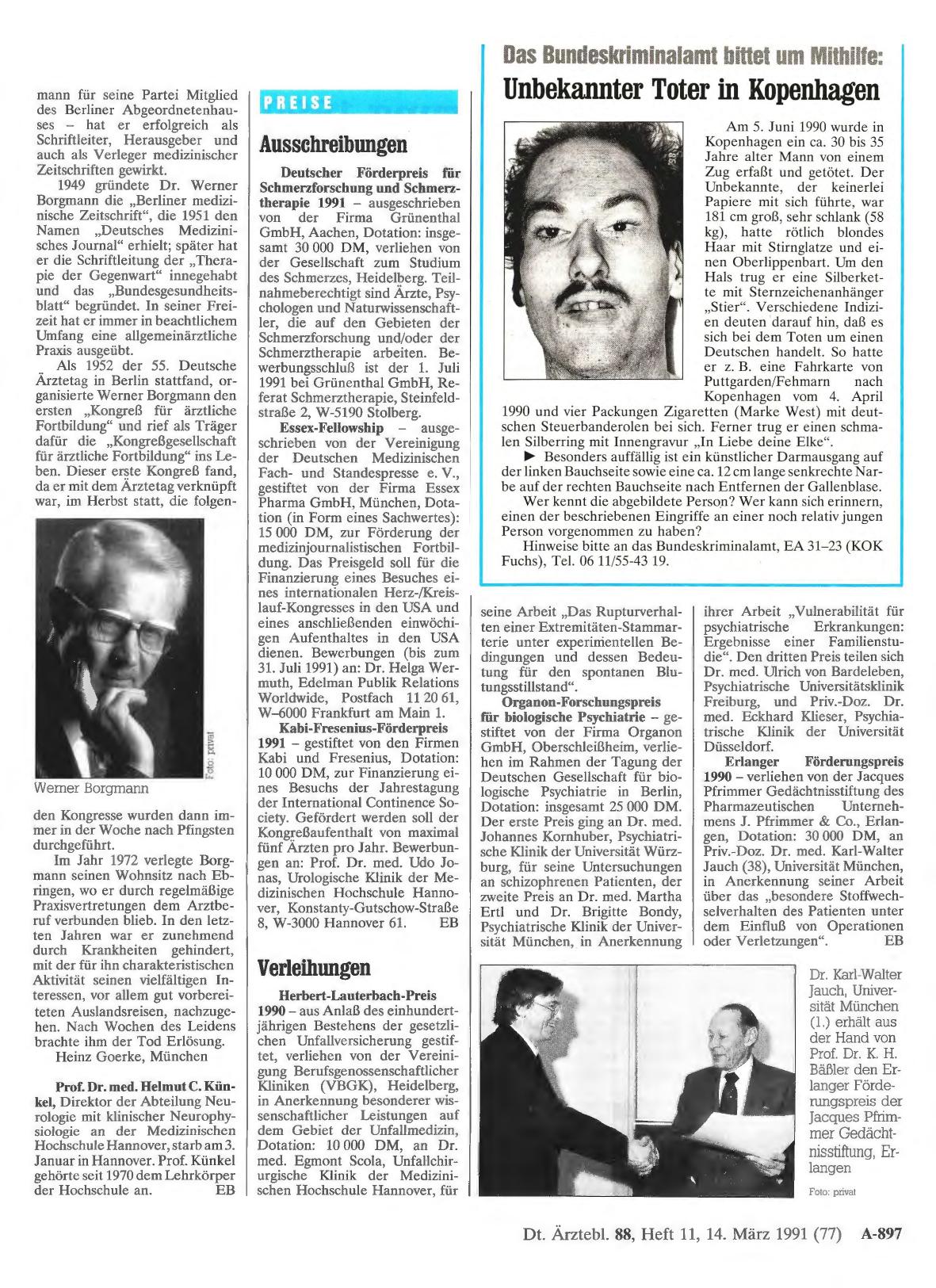 Vorschauseite 1: Das Bundeskriminalamt bittet um Mithilfe: Unbekannter Toter in Kopenhagen