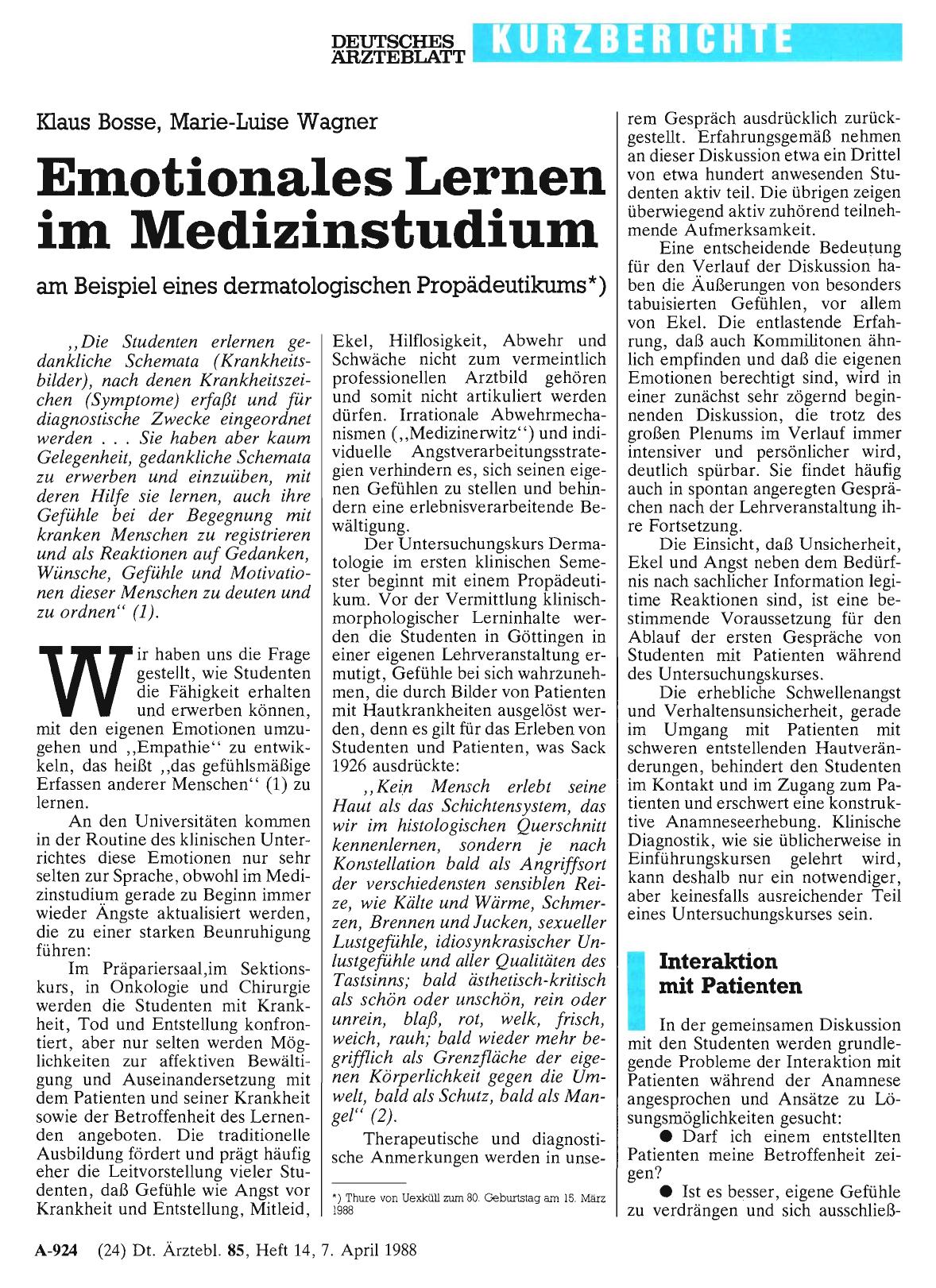 Vorschauseite 1: Emotionales Lernen im Medizinstudium