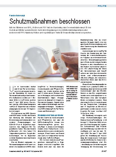 Vorschauseite 1: Pandemiekonzept: Schutzmaßnahmen beschlossen