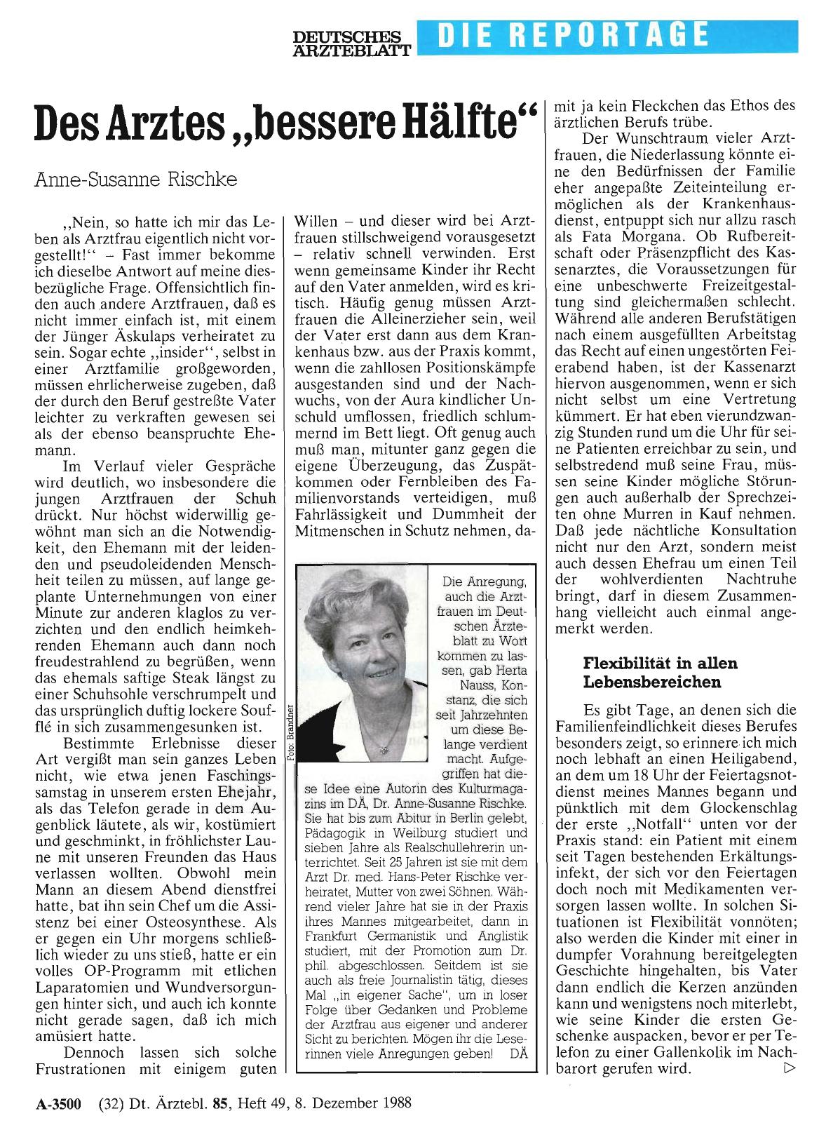 Vorschauseite 1: Arztfrauen im Deutschen Ärzteblatt