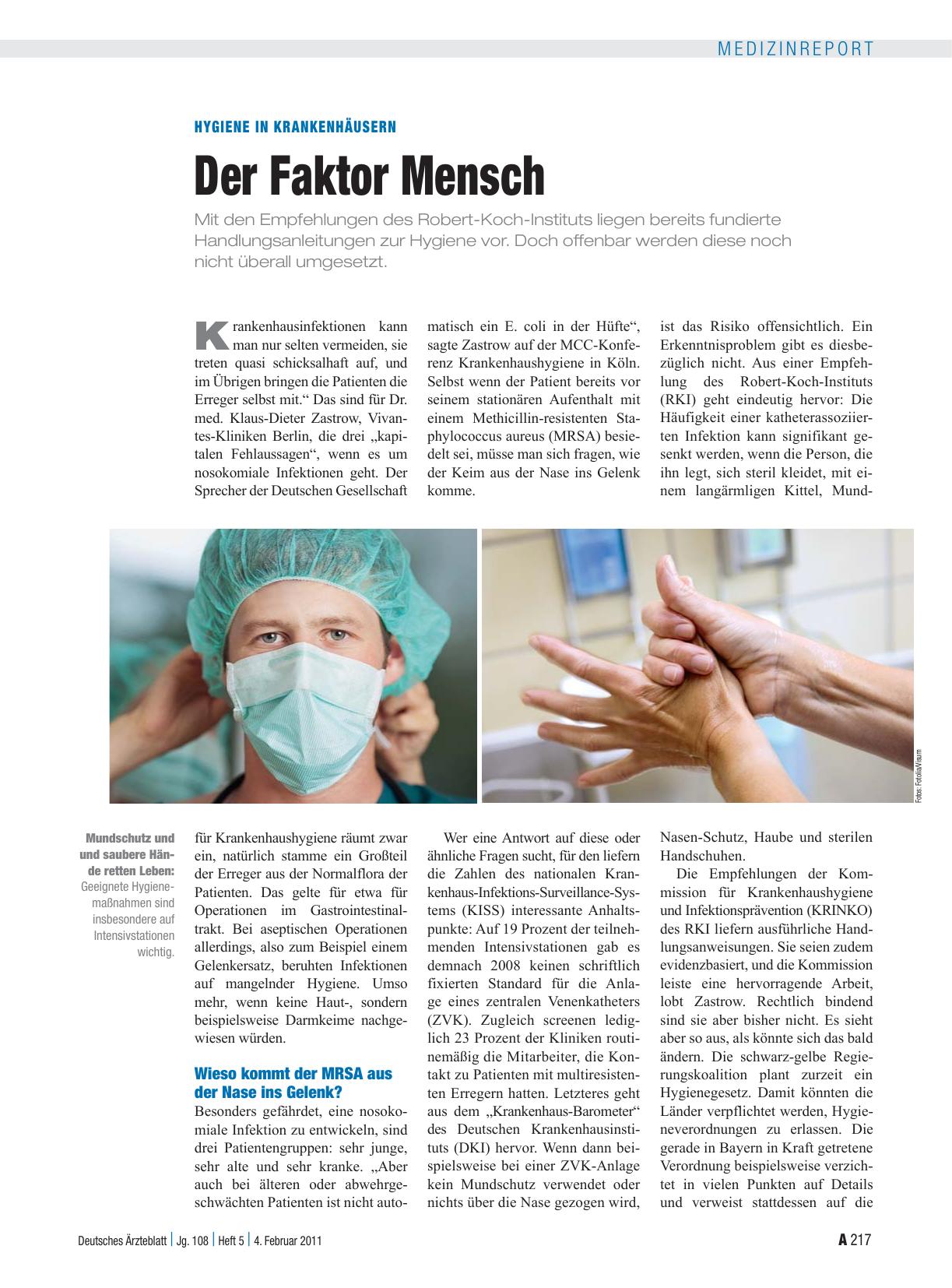 Vorschauseite 1: Hygiene in Krankenhäusern: Der Faktor Mensch