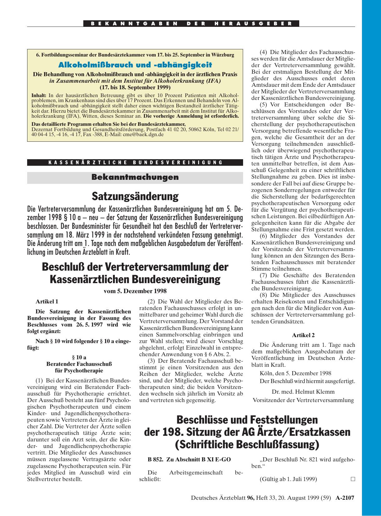 Vorschauseite 1: Satzungsänderung