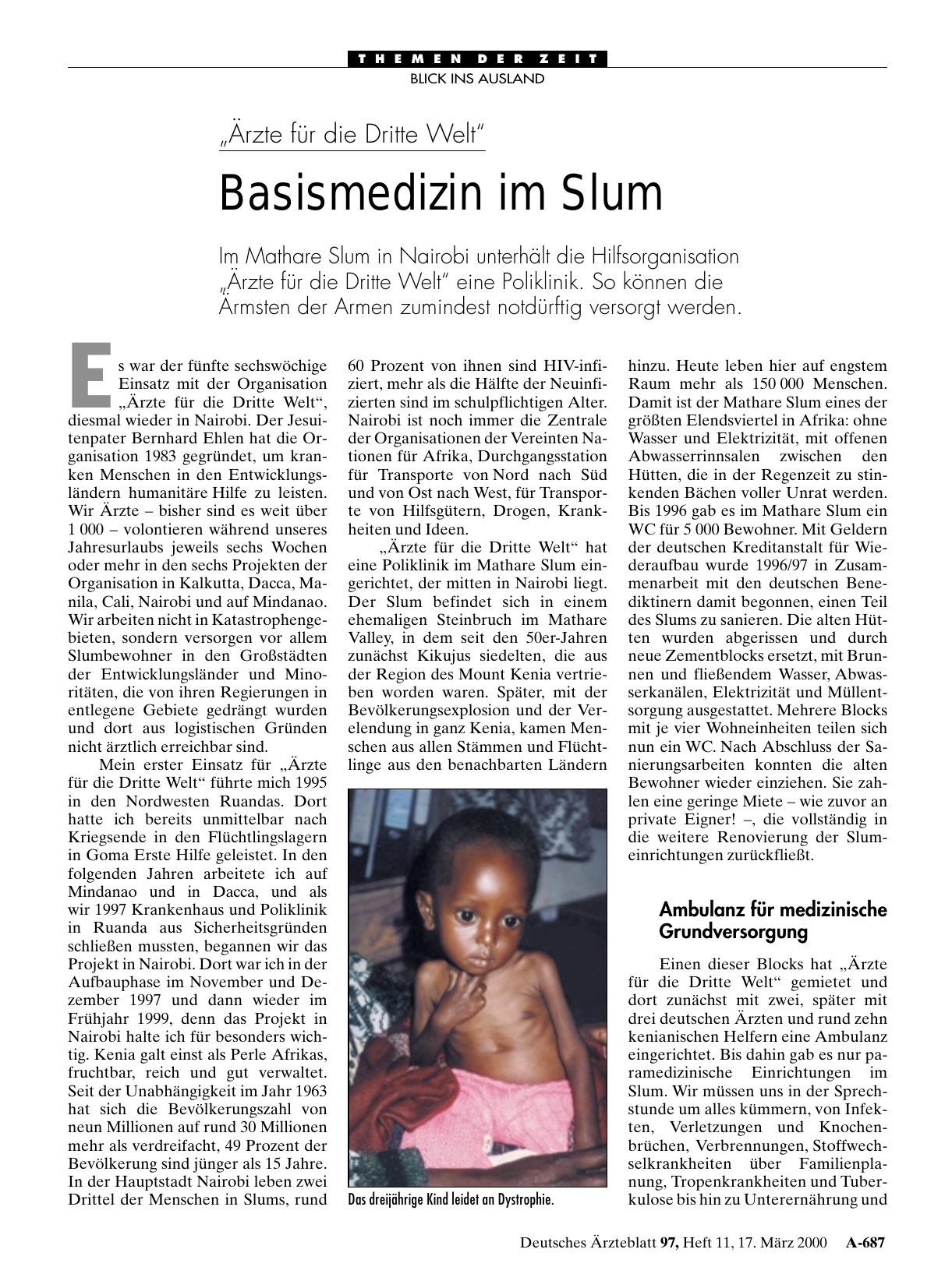 Vorschauseite 1: „Ärzte für die Dritte Welt„: Basismedizin im Slum