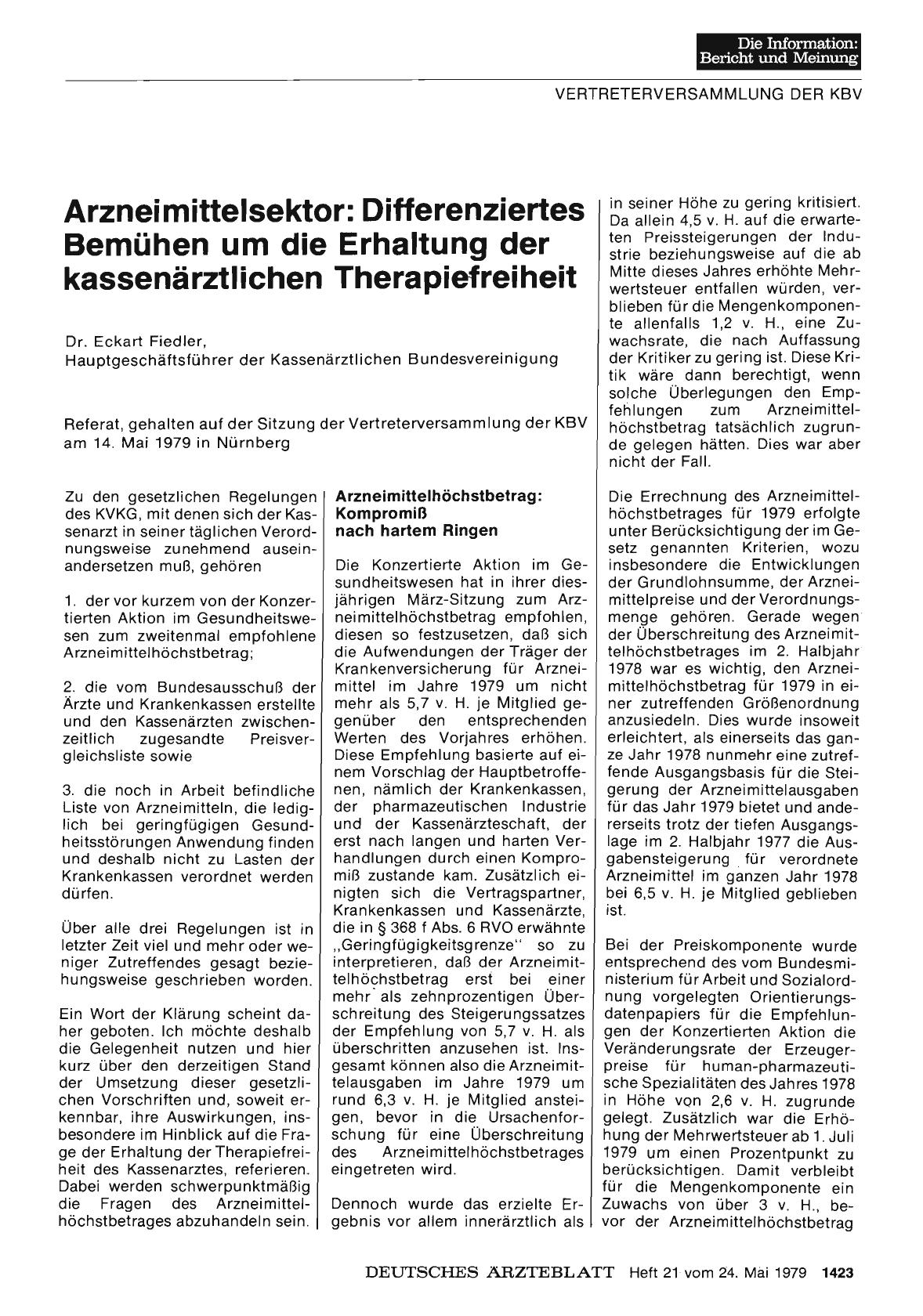 Vorschauseite 1: Arzneimittelsektor: Differenziertes Bemühen um die Erhaltung der kassenärztlichen Therapiefreiheit