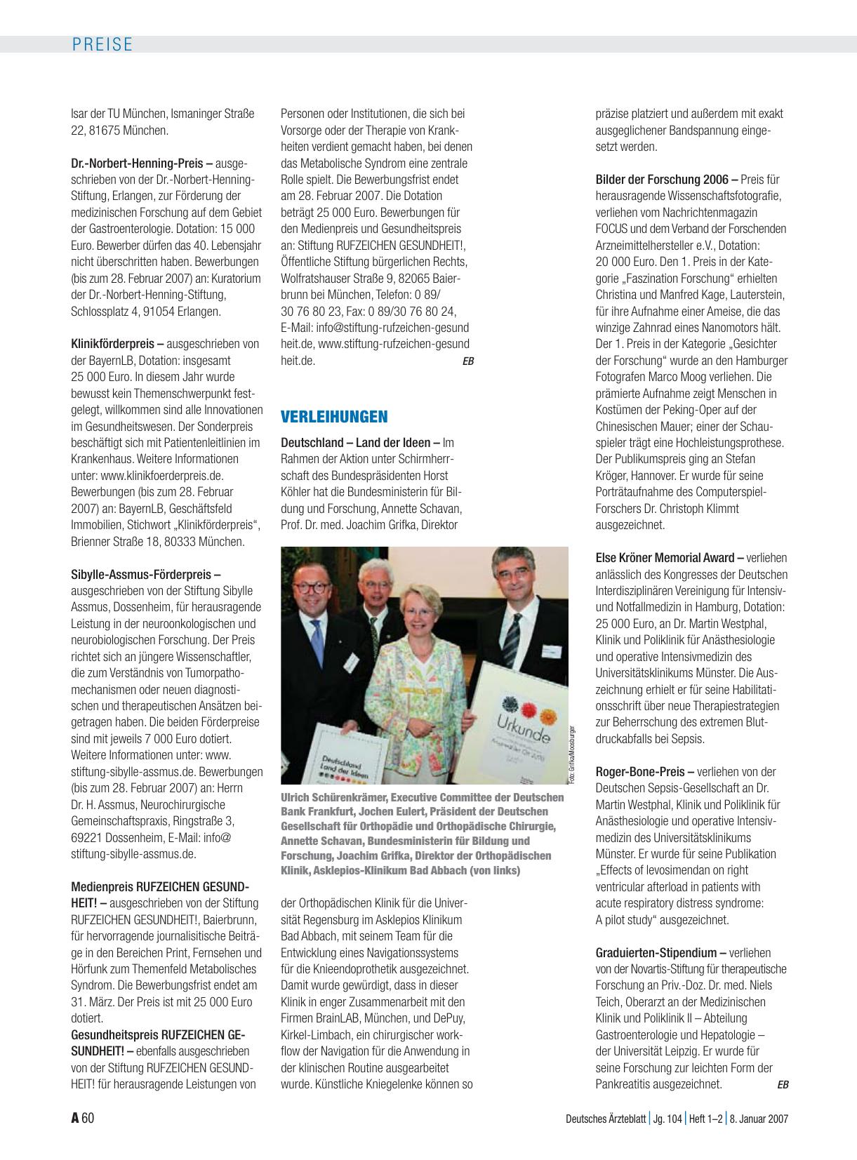 Vorschauseite 1: Verleihungen