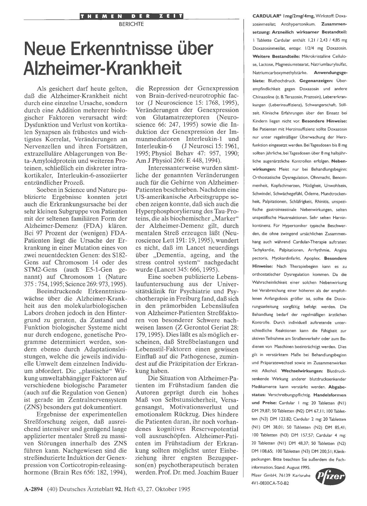 Vorschauseite 1: Neue Erkenntnisse über Alzheimer-Krankheit