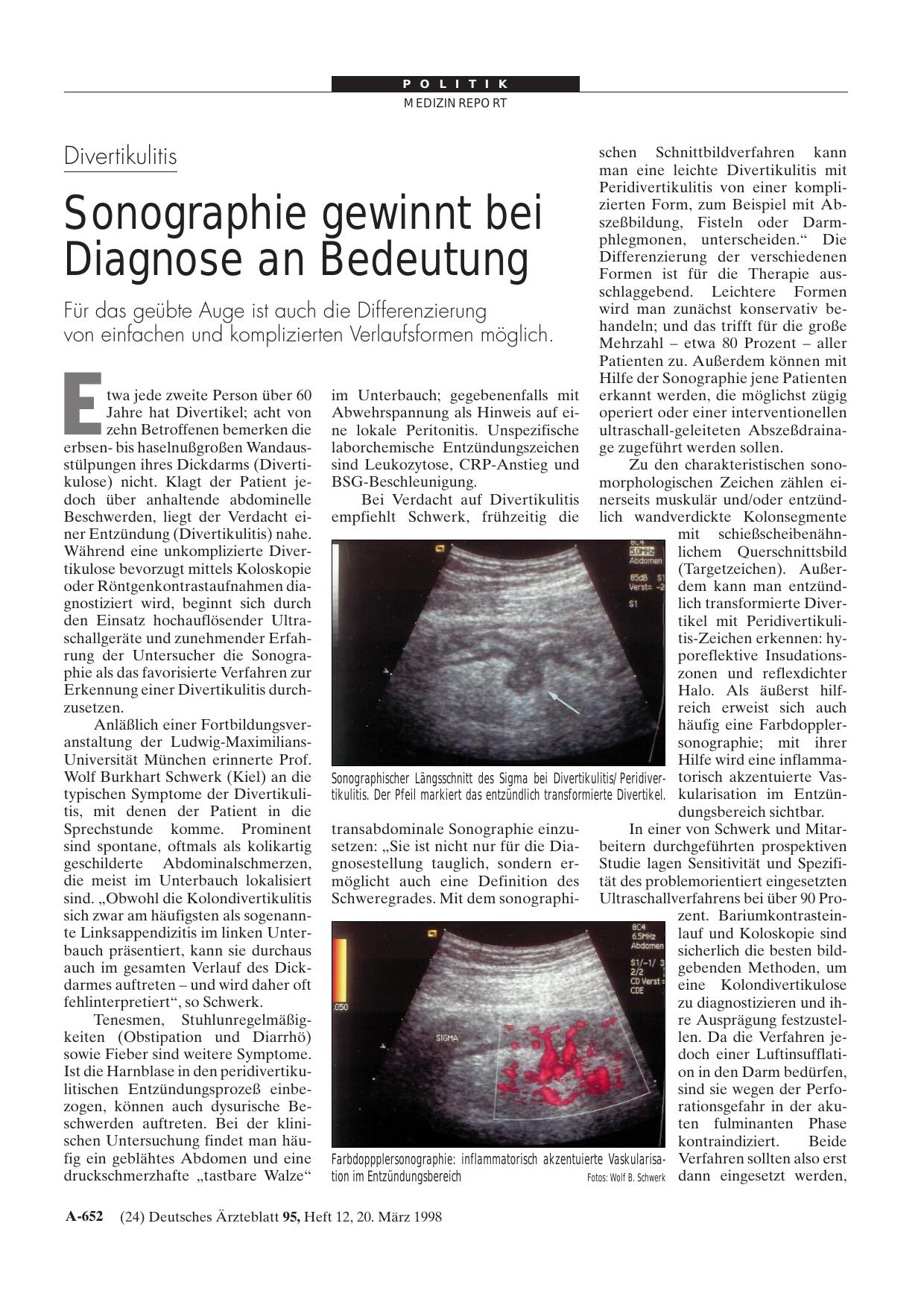 Vorschauseite 1: Divertikulitis: Sonographie gewinnt bei Diagnose an Bedeutung